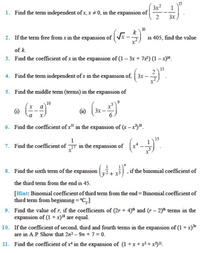 Important questions for class 11 Maths Chapter 8 Binomial ...