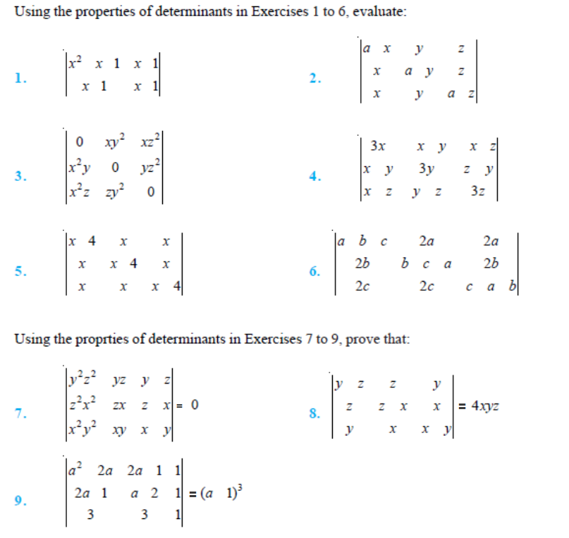 Important questions for class 12 Maths Chapter 4 Determinants