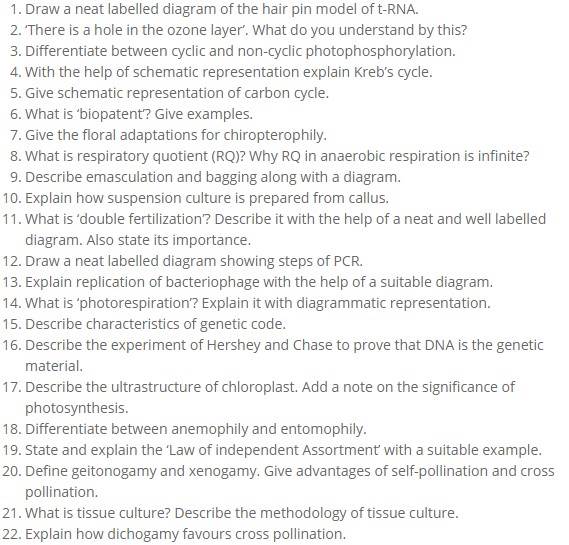 Biology Important Questions for class 12 Maharashtra State Board 1