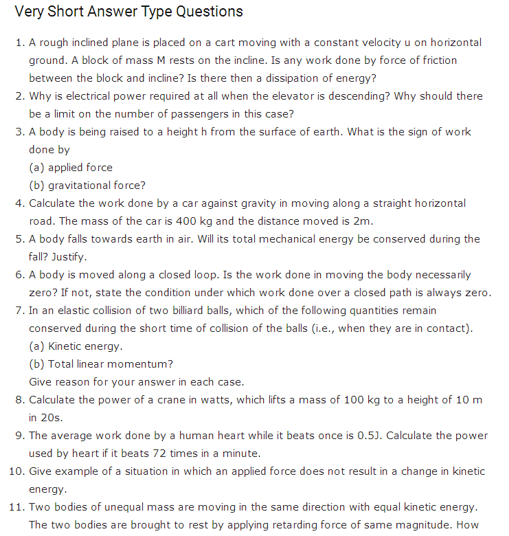 important questions class 11 physics chapter 5 work energy power 1 