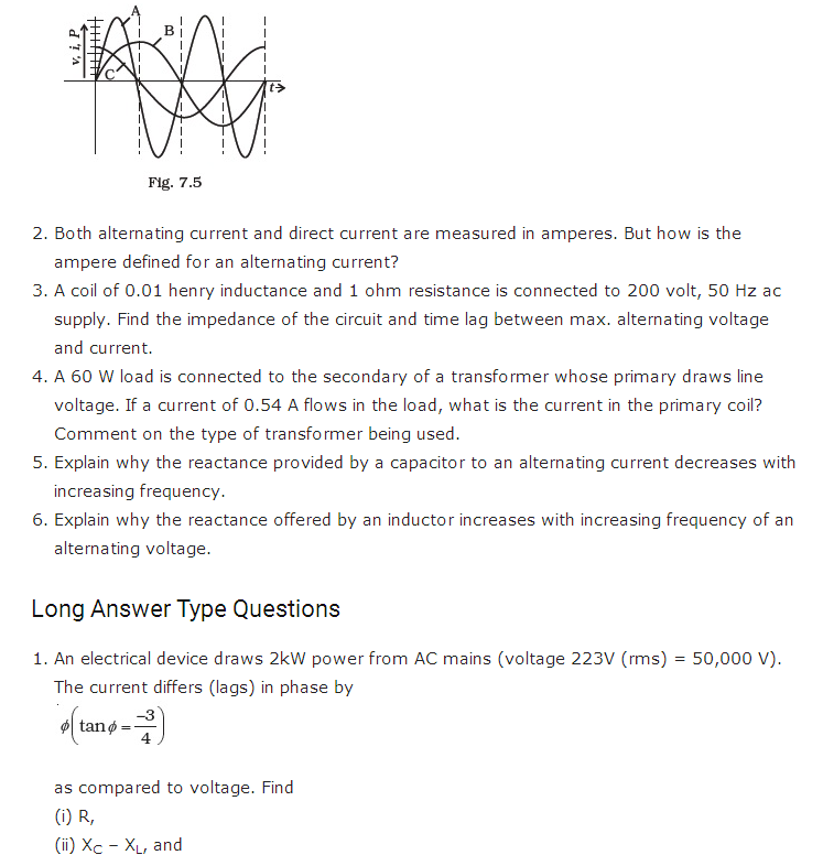 important questions class 12 physics chapter 7 alternating current 3