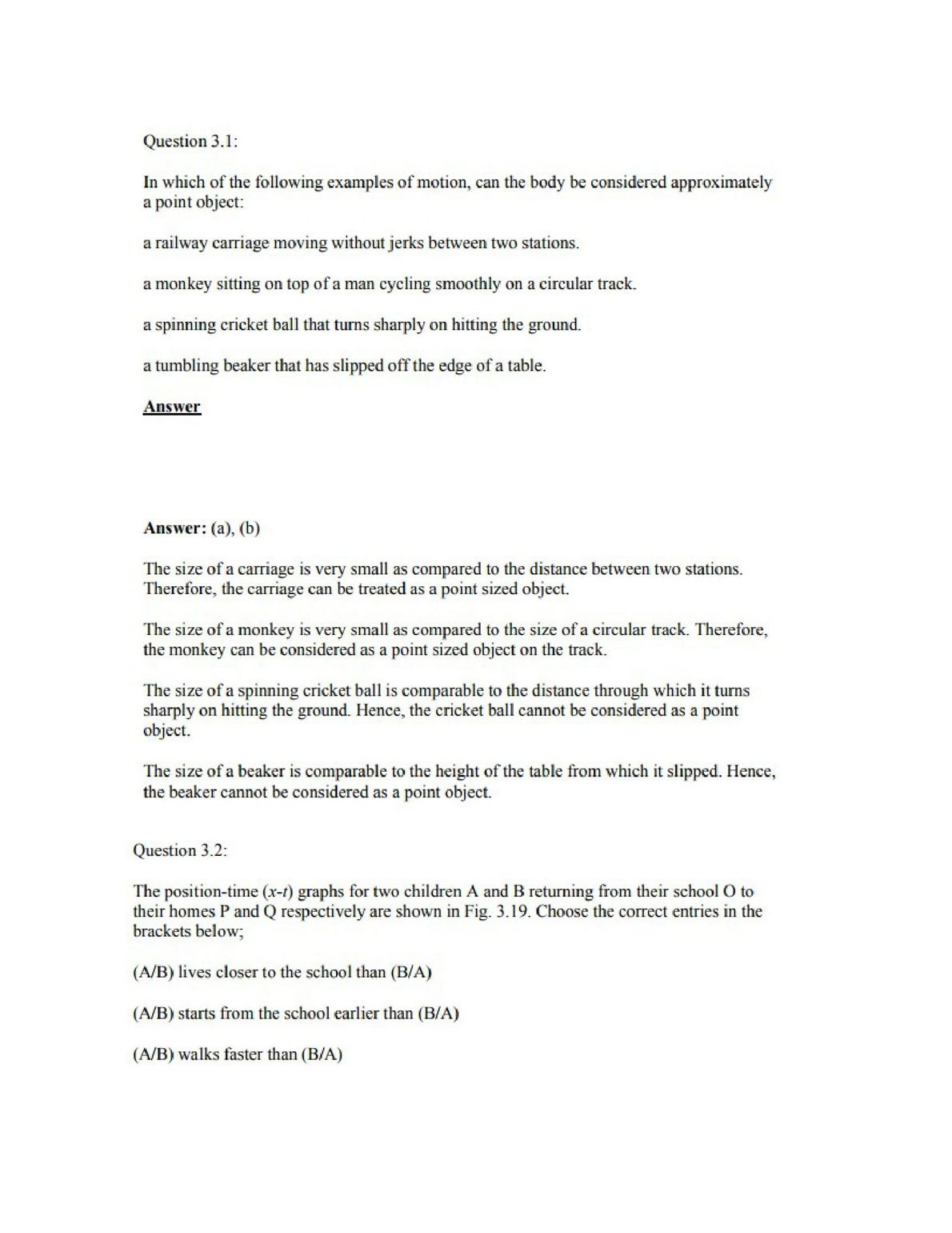 Physics Numericals Class 11 Chapter 3