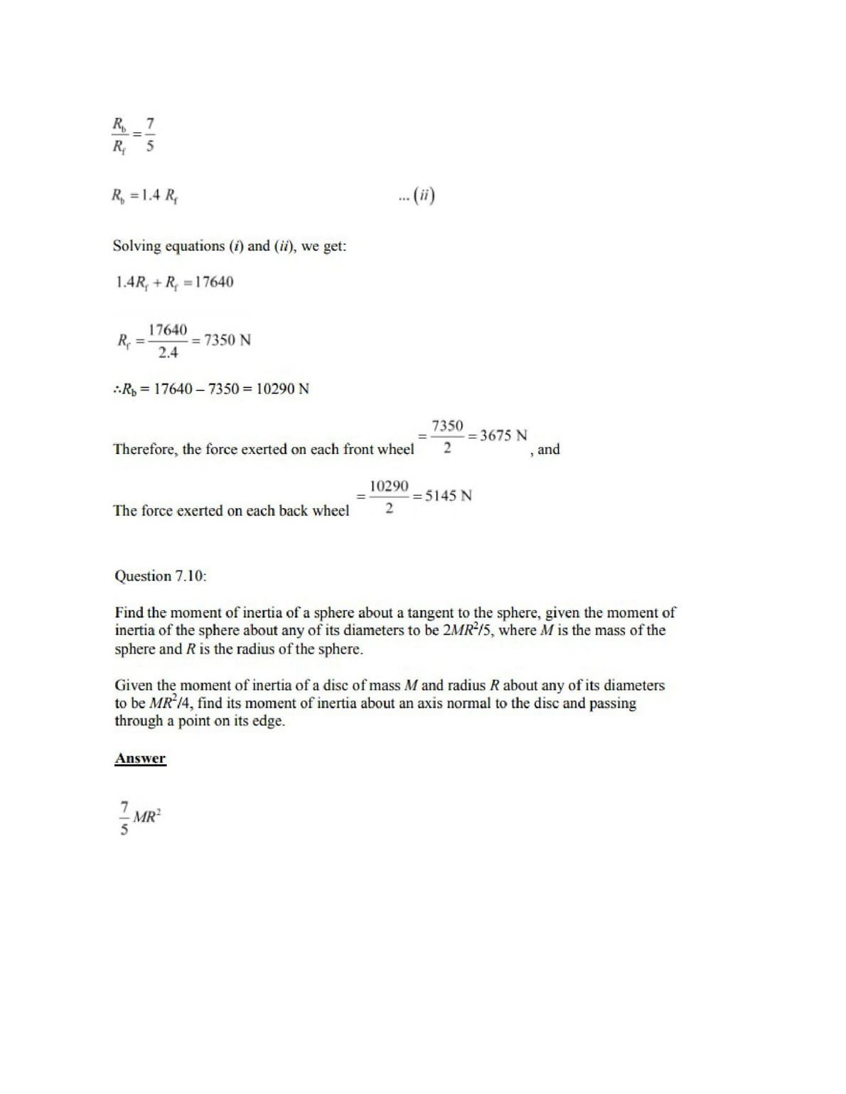 Physics Numericals Class 11 Chapter 7 10