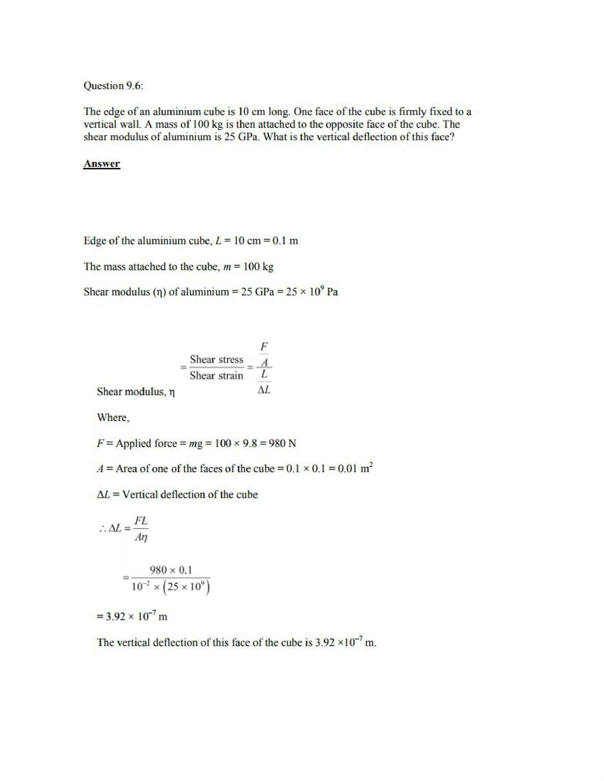 Physics Numericals Class 11 Chapter 9 8width=