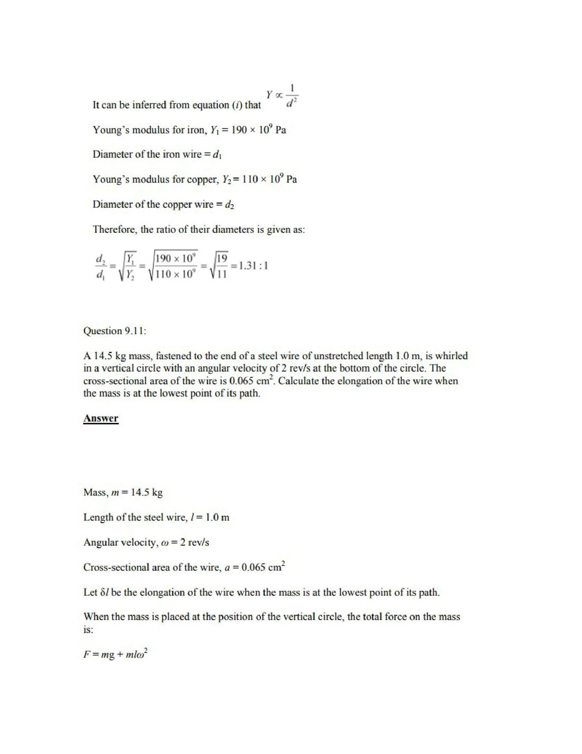 Physics Numericals Class 11 Chapter 9 13width=