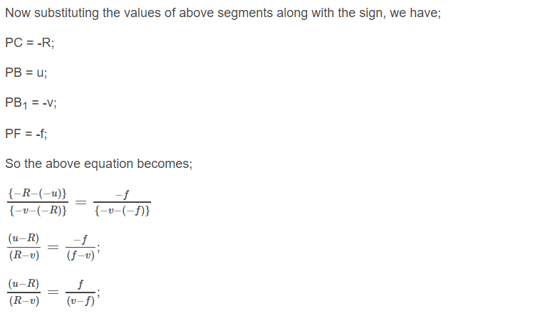 Derivation Of Mirror Formula