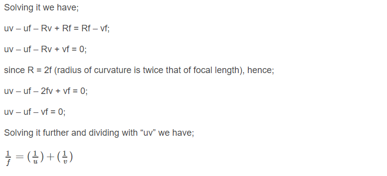 Derivation Of Mirror Formula