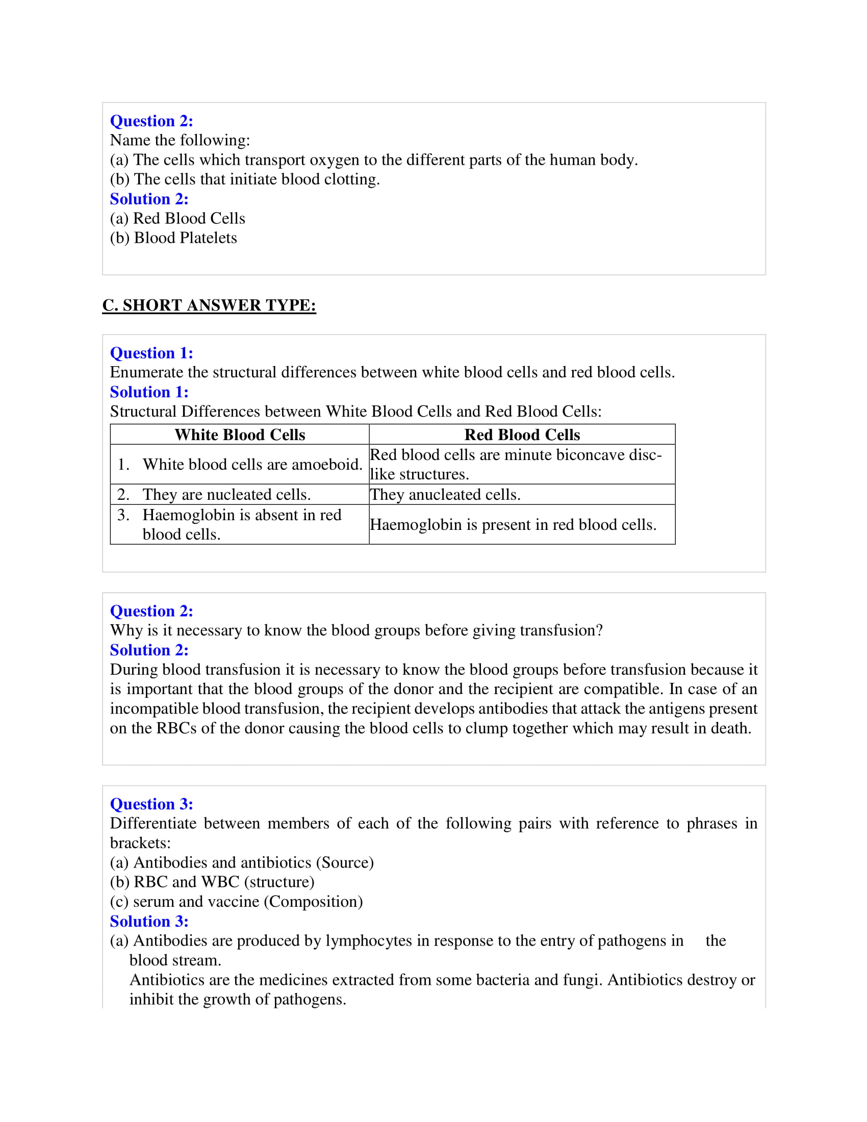 Selina Solutions Class 10 Concise Biology Chapter 6 The Circulatory System -Download Free PDF