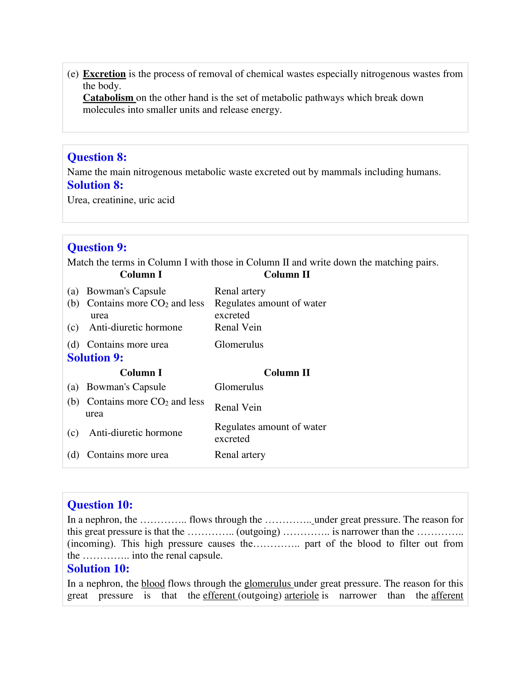 Selina Solutions Class 10 Concise Biology Chapter 7 The Excretory ...