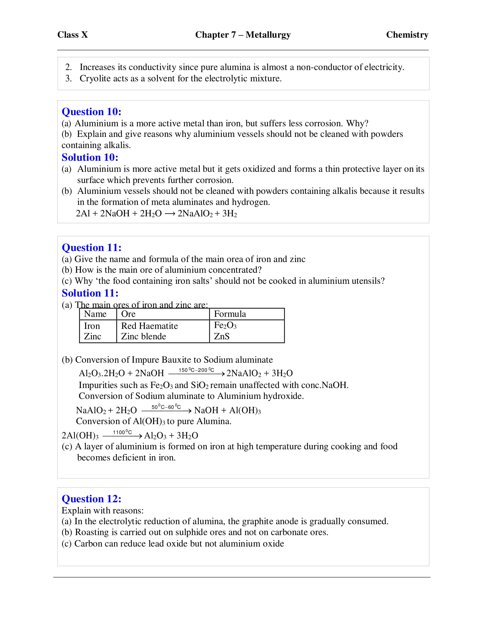 icse-selina-chemistry-solutions-class-10-chapter-7-metallurgy-20 icse-selina-chemistry-solutions-class-10-chapter-7-metallurgy-20