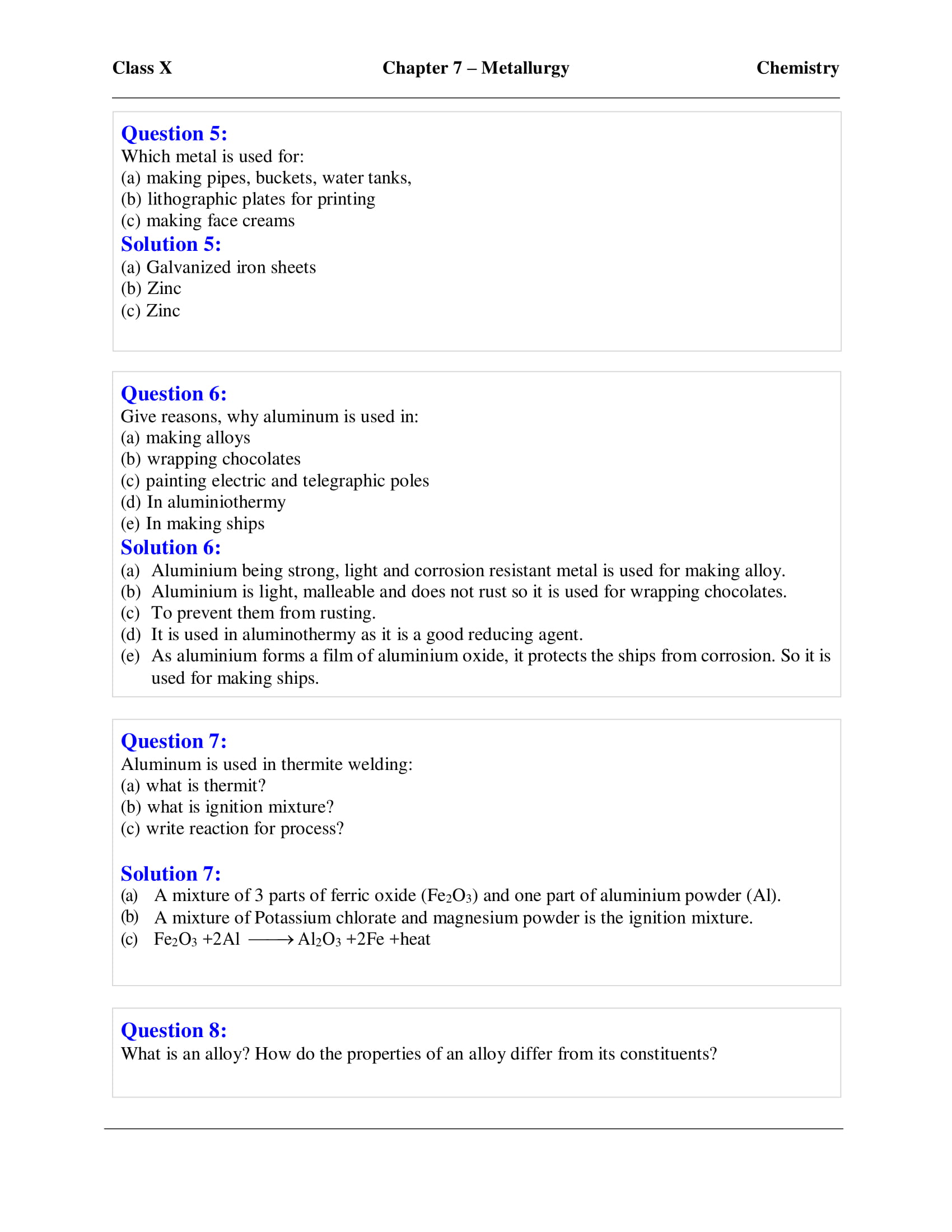 icse-selina-chemistry-solutions-class-10-chapter-7-metallurgy-24 icse-selina-chemistry-solutions-class-10-chapter-7-metallurgy-24
