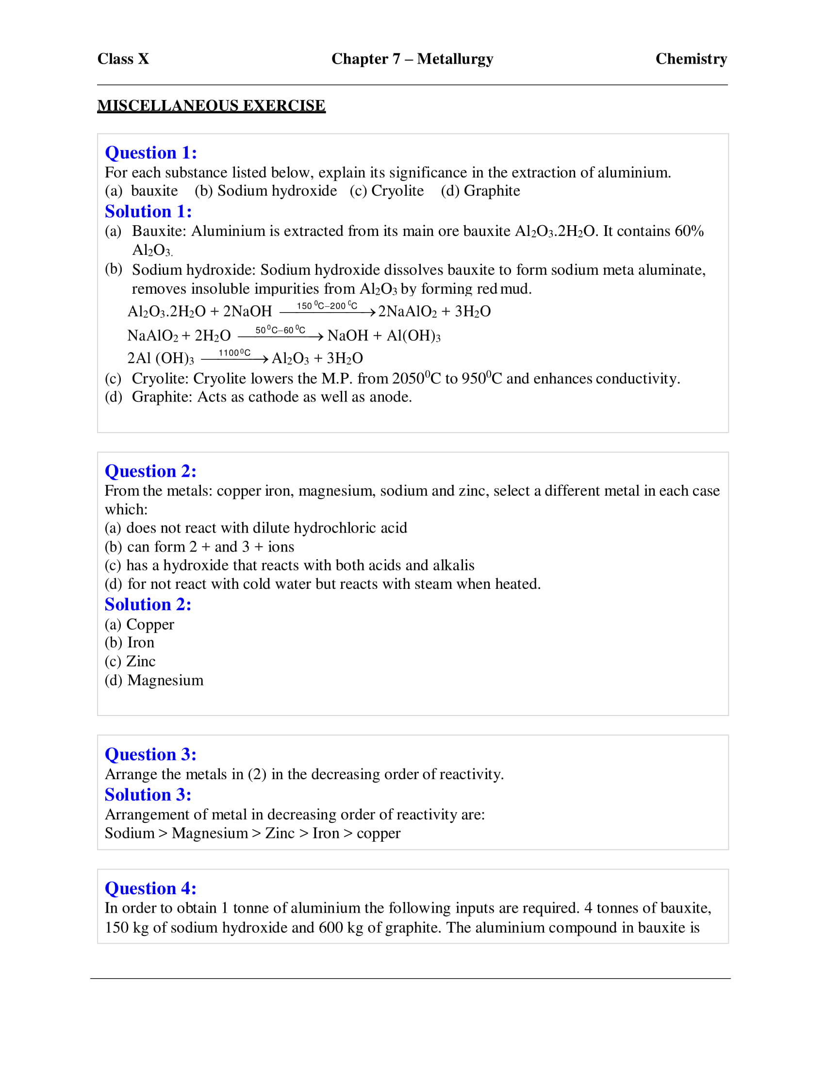 icse-selina-chemistry-solutions-class-10-chapter-7-metallurgy-27 icse-selina-chemistry-solutions-class-10-chapter-7-metallurgy-27