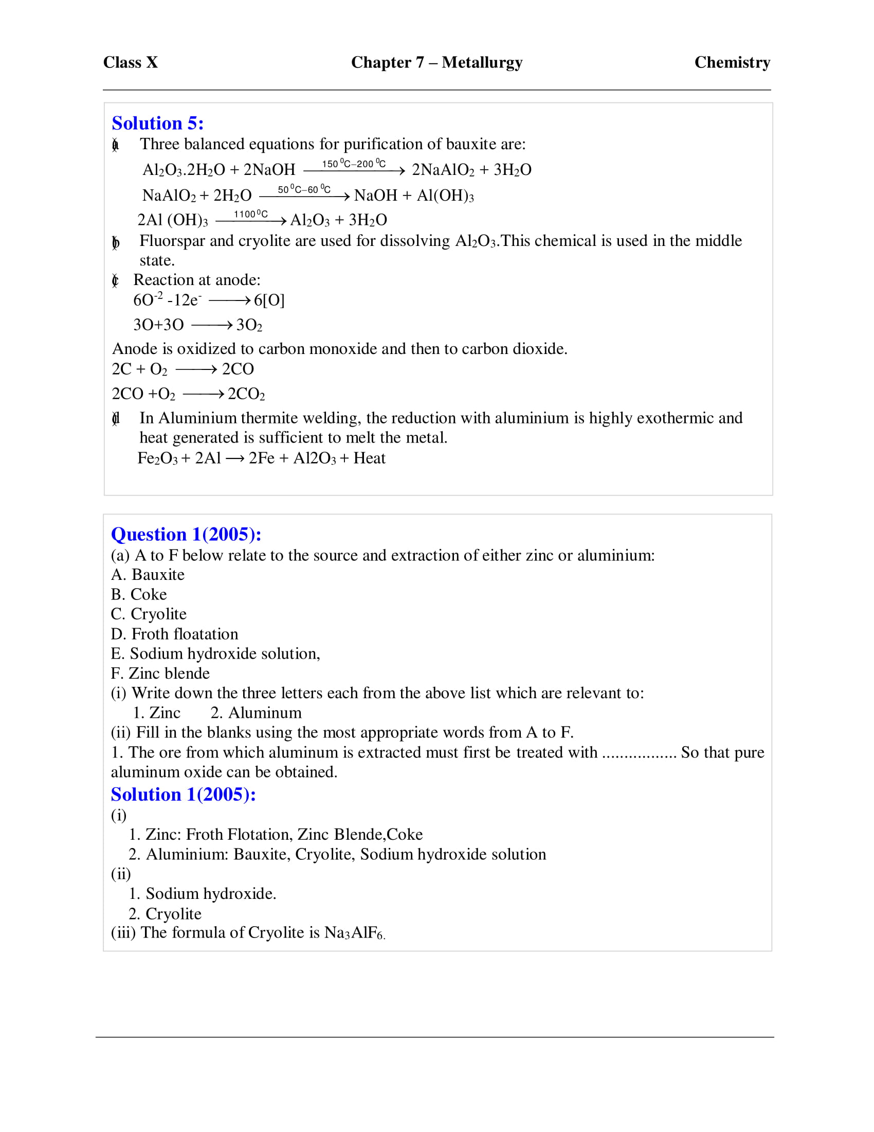 icse-selina-chemistry-solutions-class-10-chapter-7-metallurgy-29 icse-selina-chemistry-solutions-class-10-chapter-7-metallurgy-29