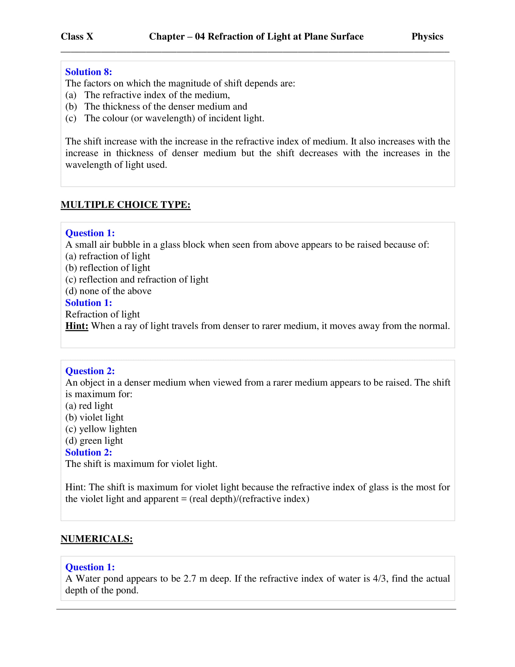 icse-selina-physics-solutions-class-10-chapter-4-refraction-of-light-at-plane-surfaces-26 icse-selina-physics-solutions-class-10-chapter-4-refraction-of-light-at-plane-surfaces-26