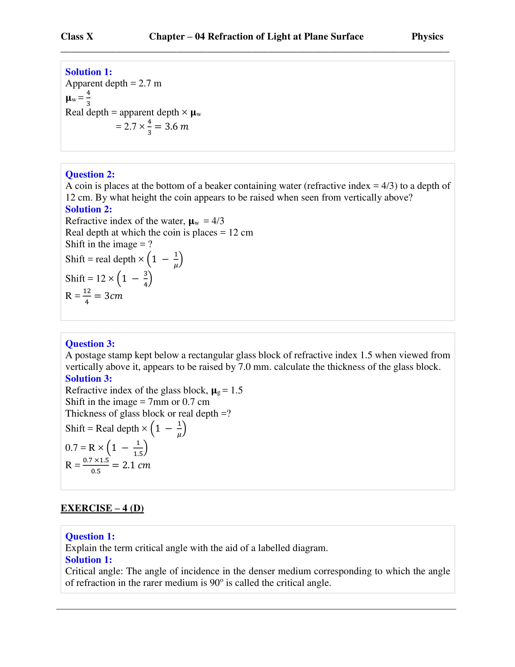 icse-selina-physics-solutions-class-10-chapter-4-refraction-of-light-at-plane-surfaces-27 icse-selina-physics-solutions-class-10-chapter-4-refraction-of-light-at-plane-surfaces-27