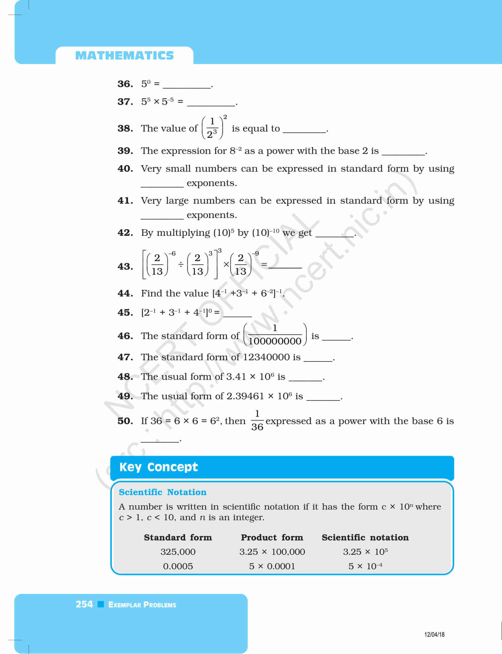 Ncert Exemplar Class 8 Ncert Exemplar Maths Solutions Chapter 8 Exponents And Powers Free Pdf 3054