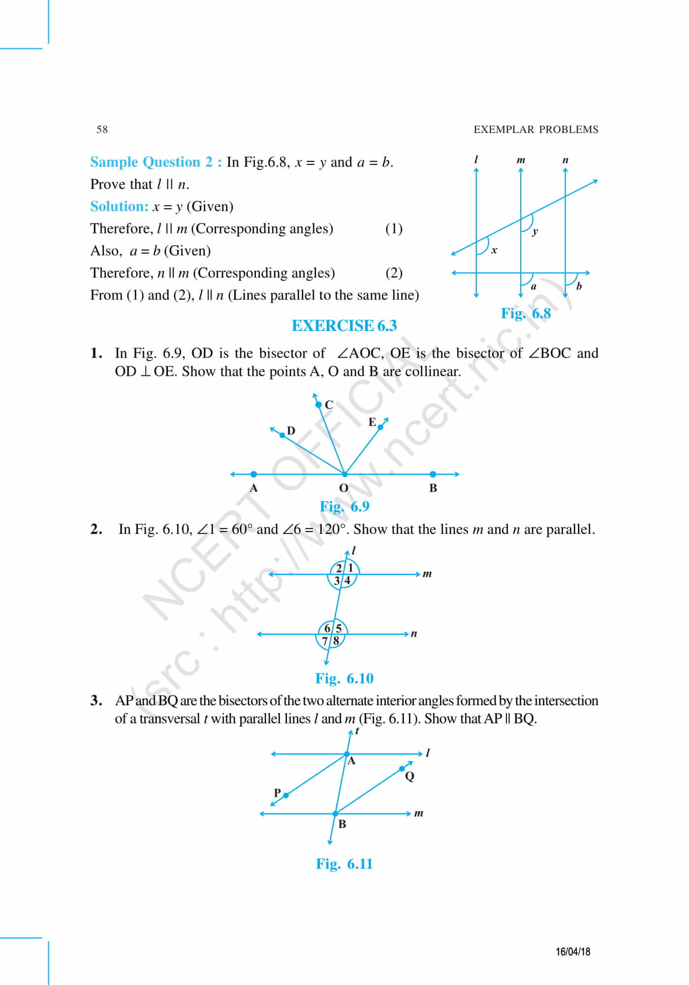 NCERT Exemplar Class 9 Maths Solutions Chapter 6 - Lines And Angles ...