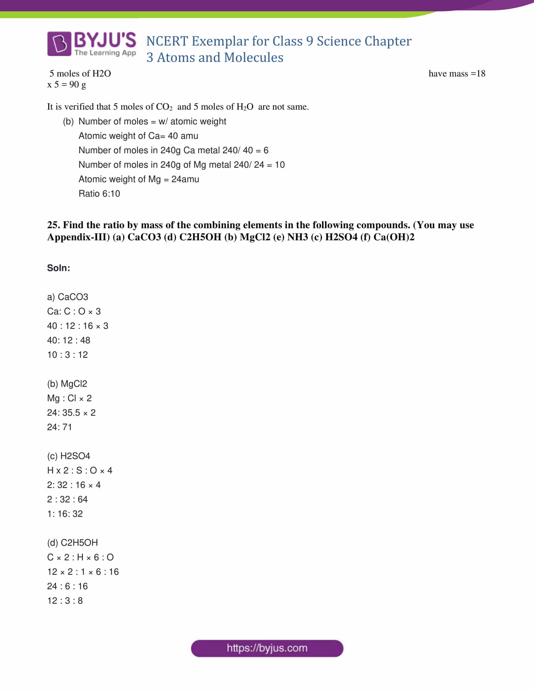 NCERT Exemplar Class 9 Science Solutions Chapter 3 - Atoms and Molecules