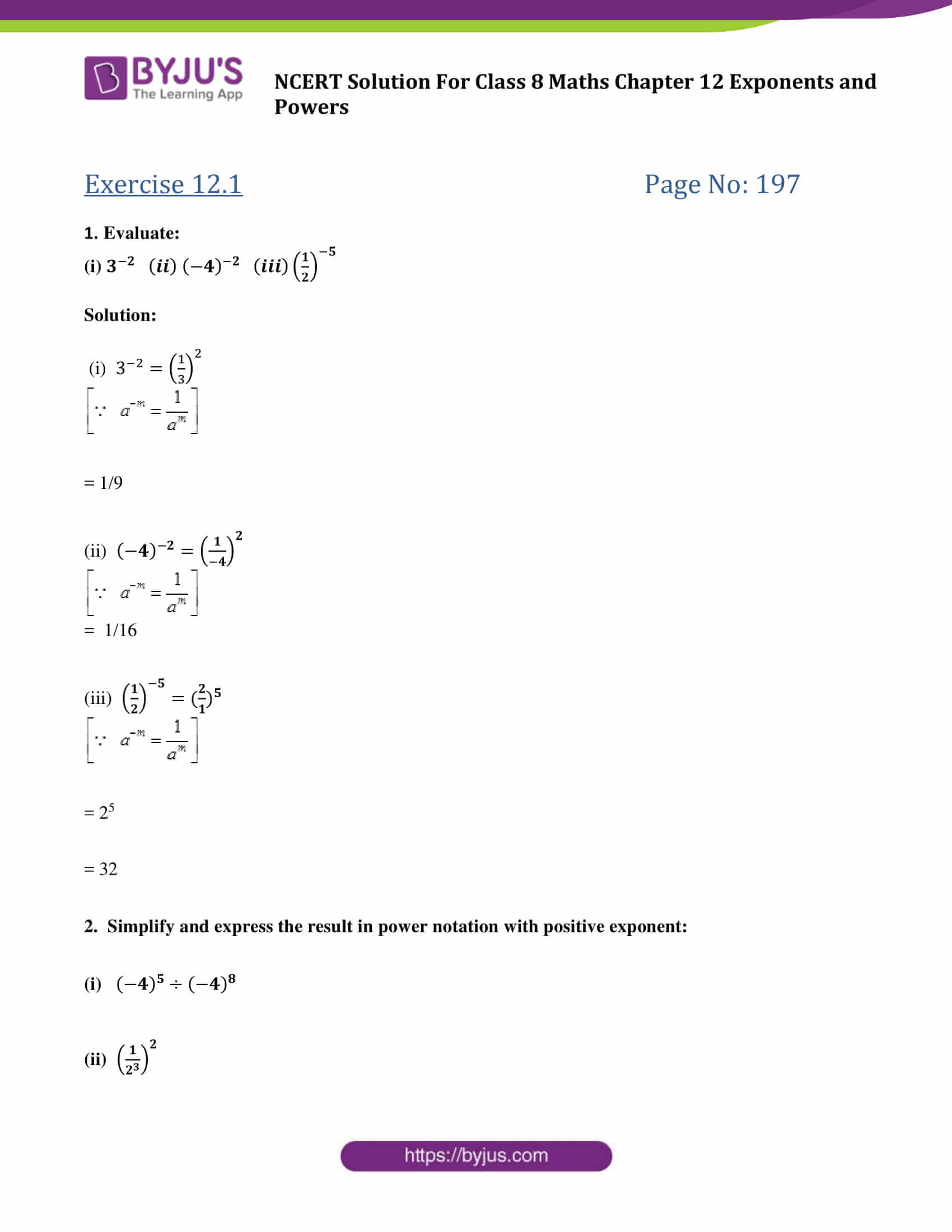 ncert solutions for class 8 maths exercise 121 chapter 12 exponents