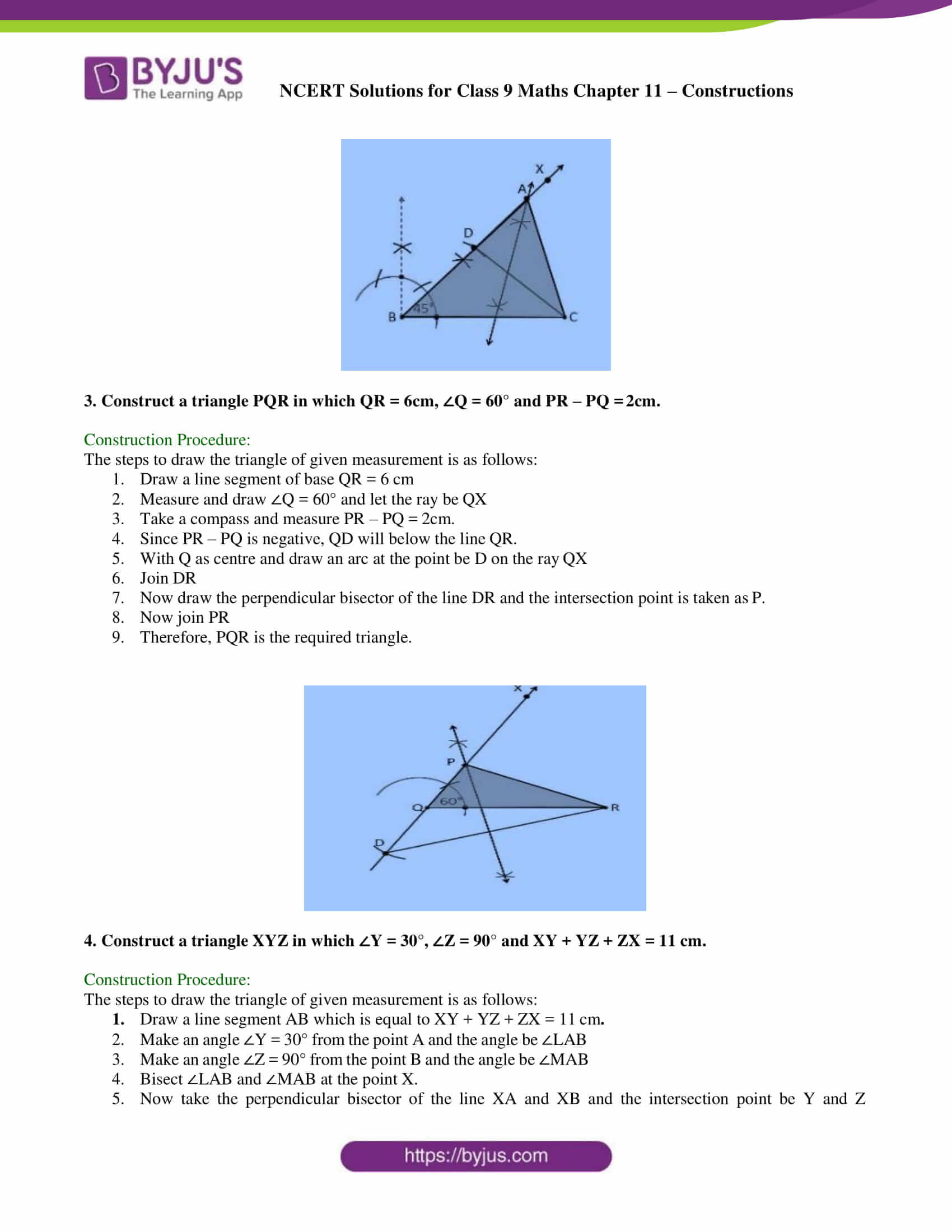 Ncert Solutions For Class 9 Maths Exercise 112 Chapter 11 Construction Free Pdf Download 8998