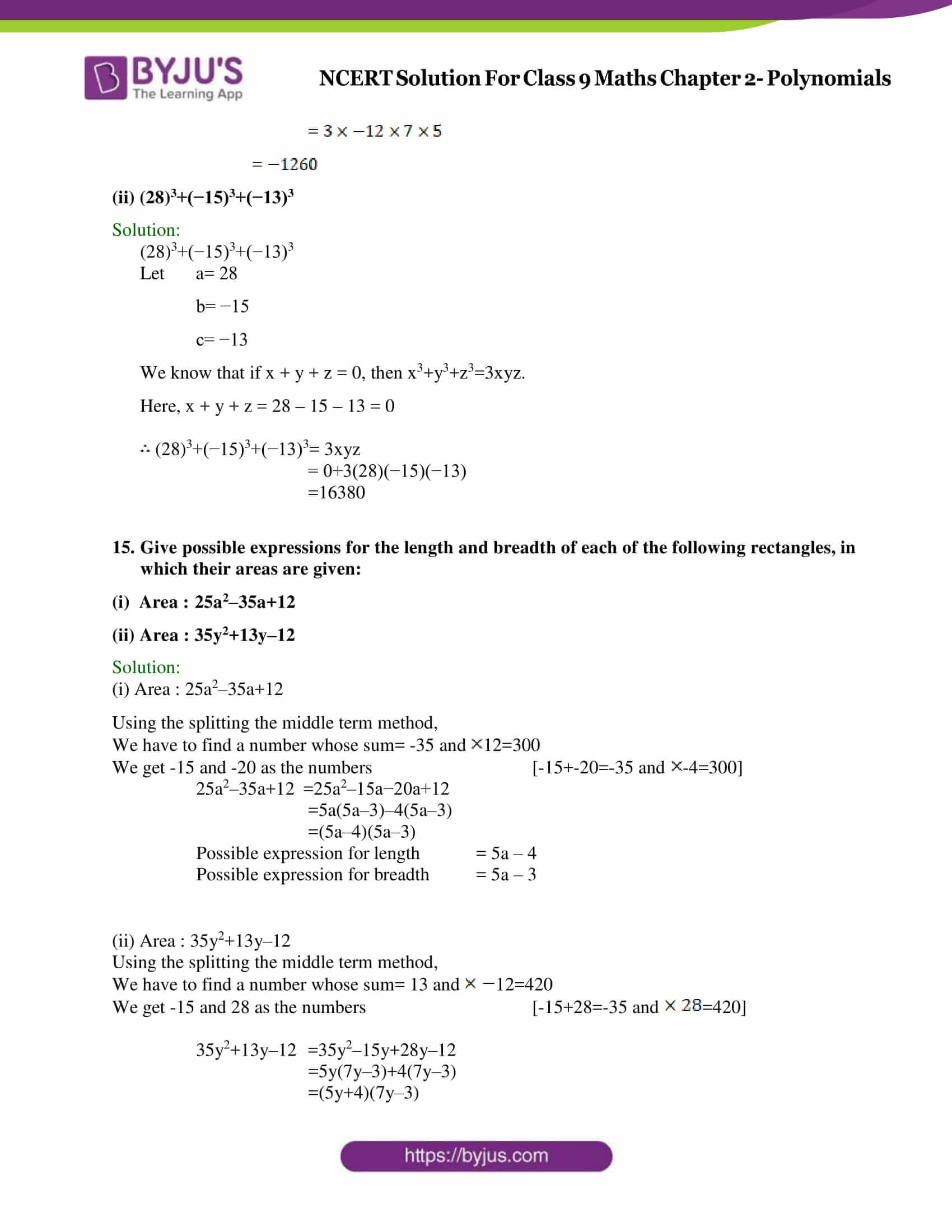 Ncert Solutions For Class 9 Maths Chapter 2 Polynomial Ex 25 Byjus 9692