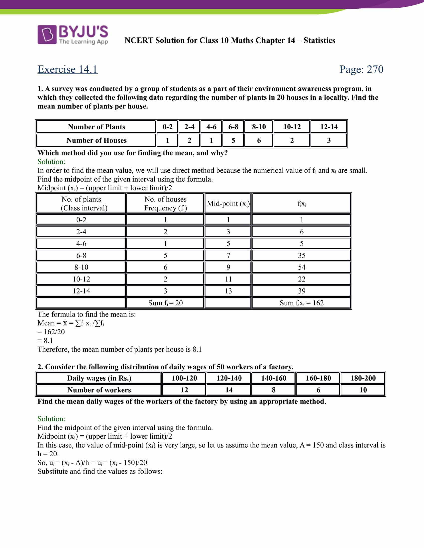 statistics assignment class 10