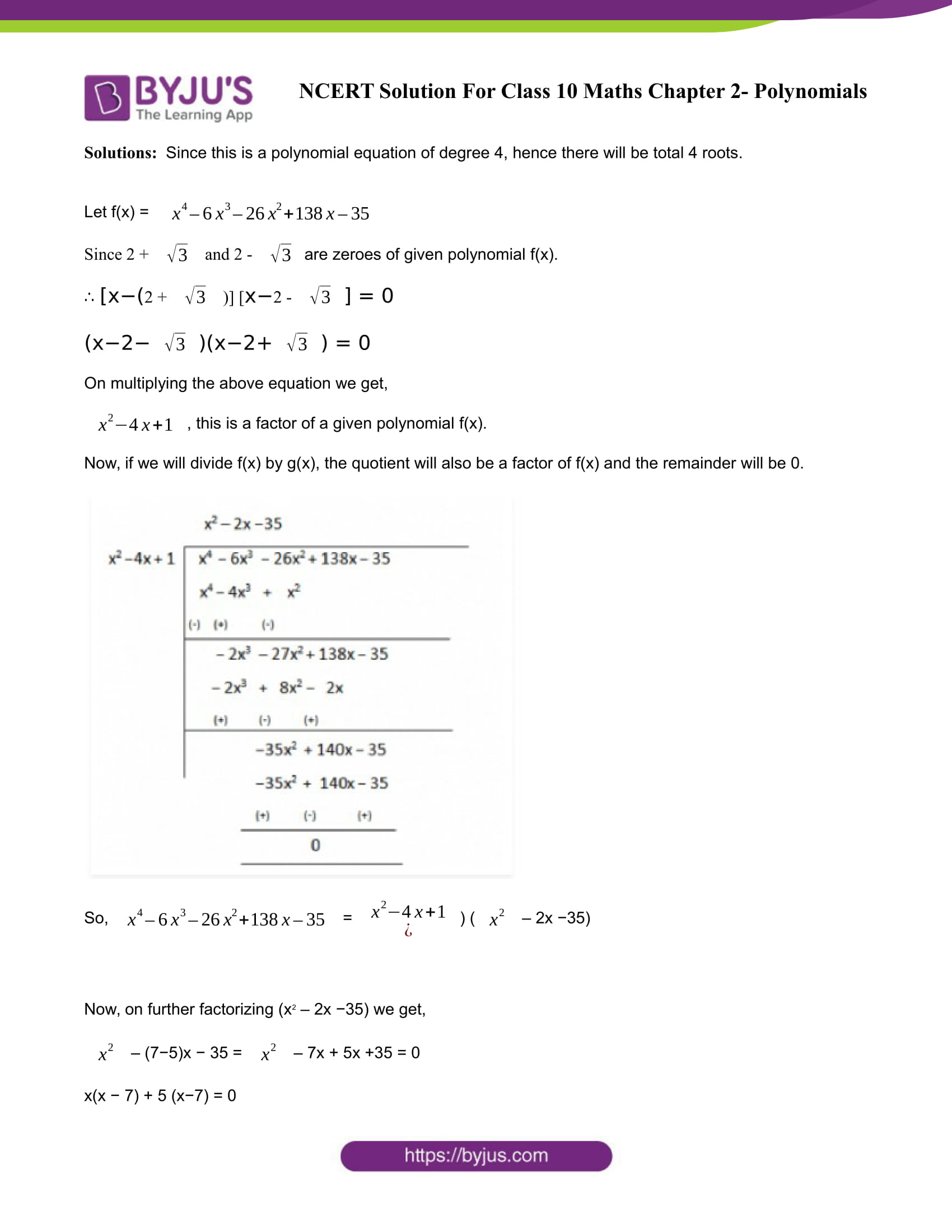 Ncert Solutions Class 10 Maths Chapter 2 Polynomials Download Pdf