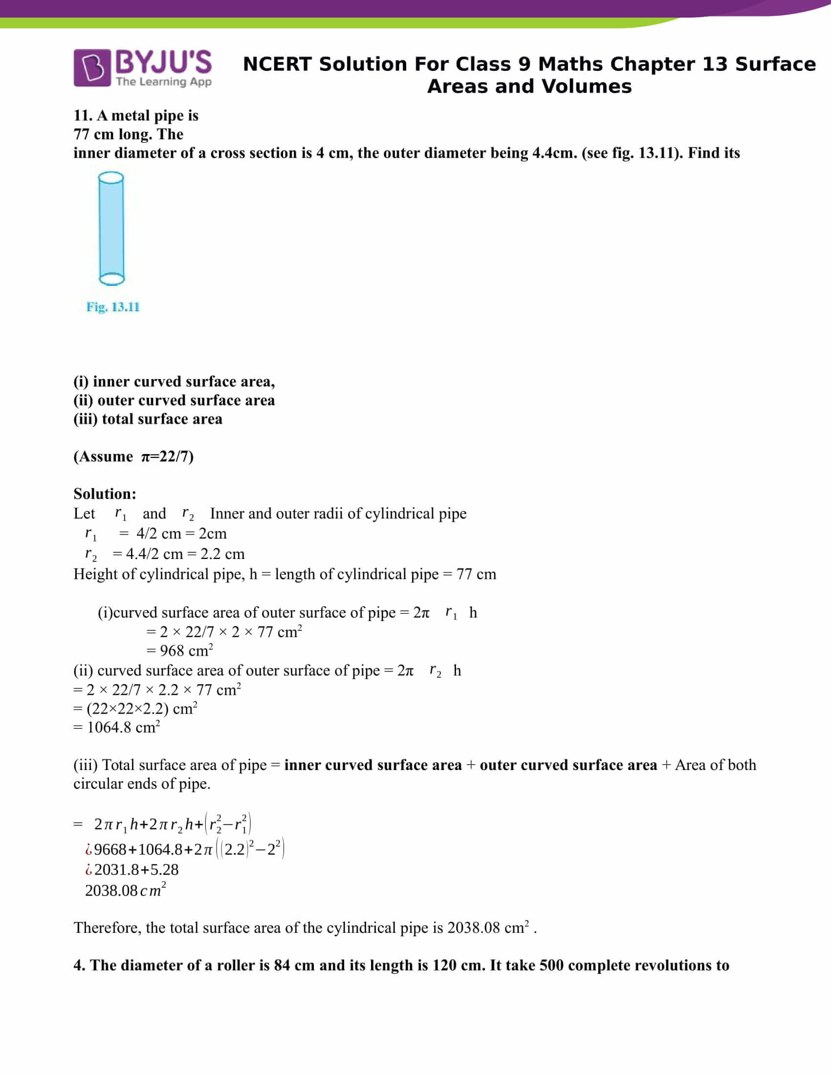 NCERT Solutions Class 9 Maths Chapter 13 Surface Area and Volume ...