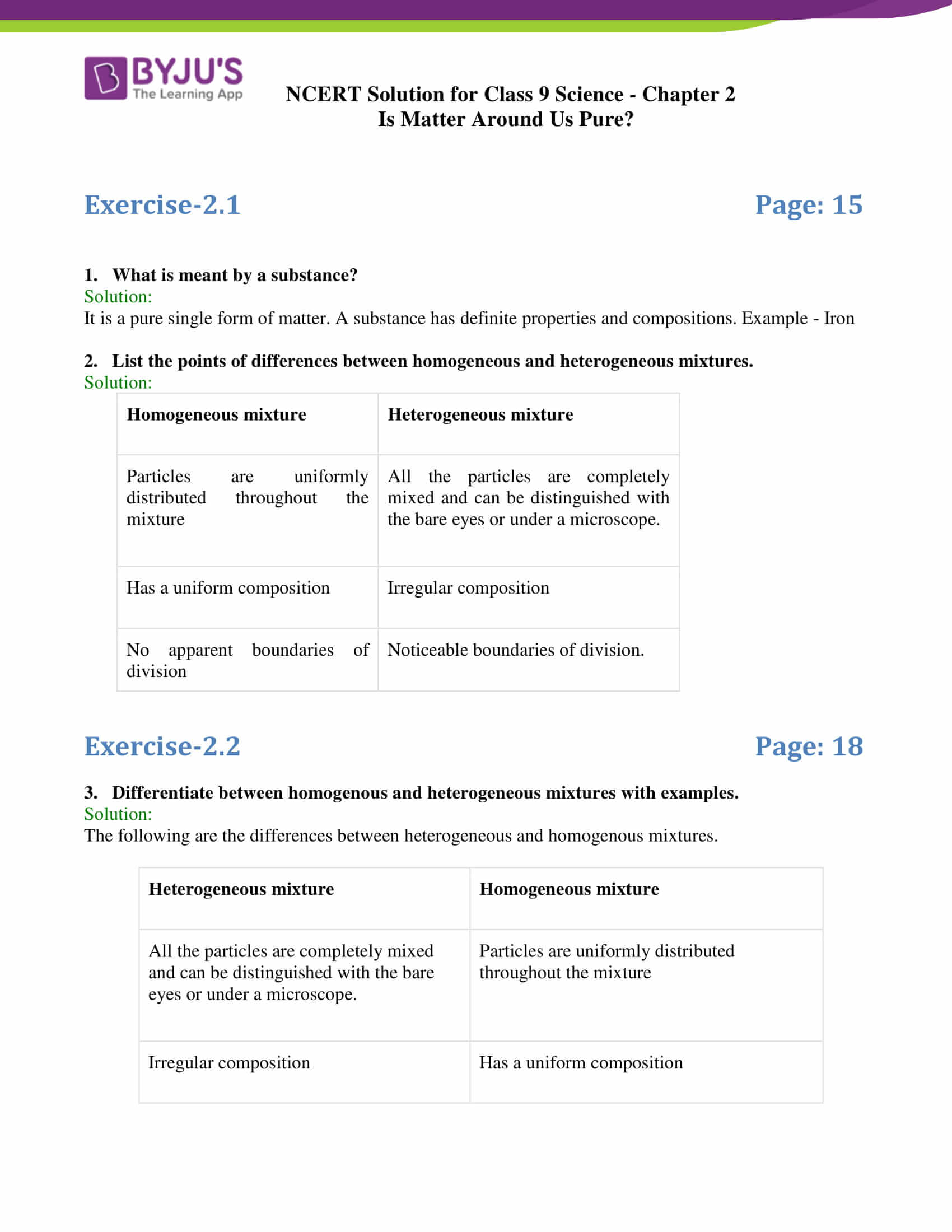 Composition Of Matter Worksheet Answers