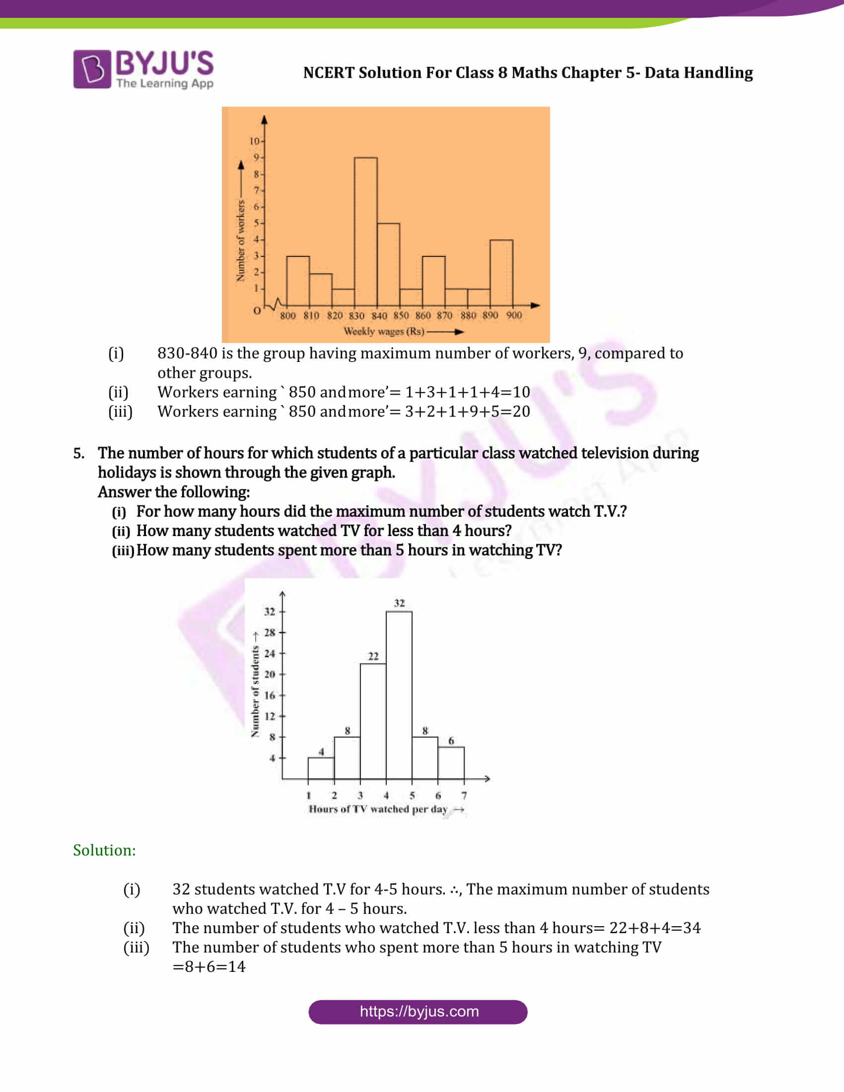 NCERT Solutions Class 8 Maths Chapter 5 Data Handling - Free PDF Download