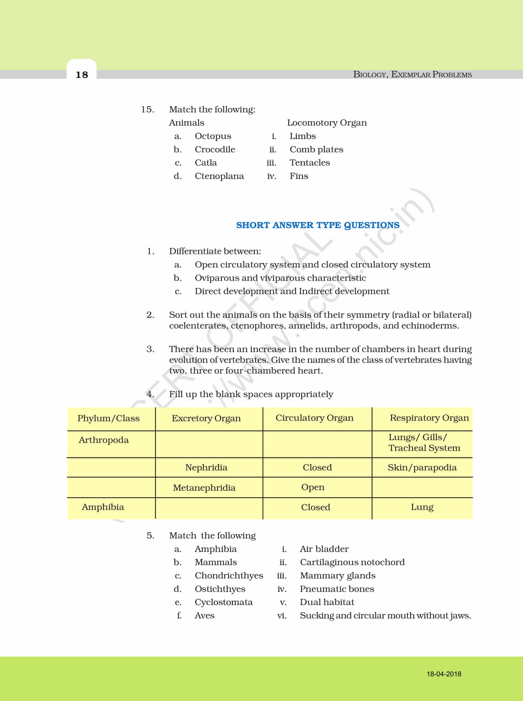 NCERT Exemplar Solution for Class 11 Biology Chapter 4 | Get the PDF here