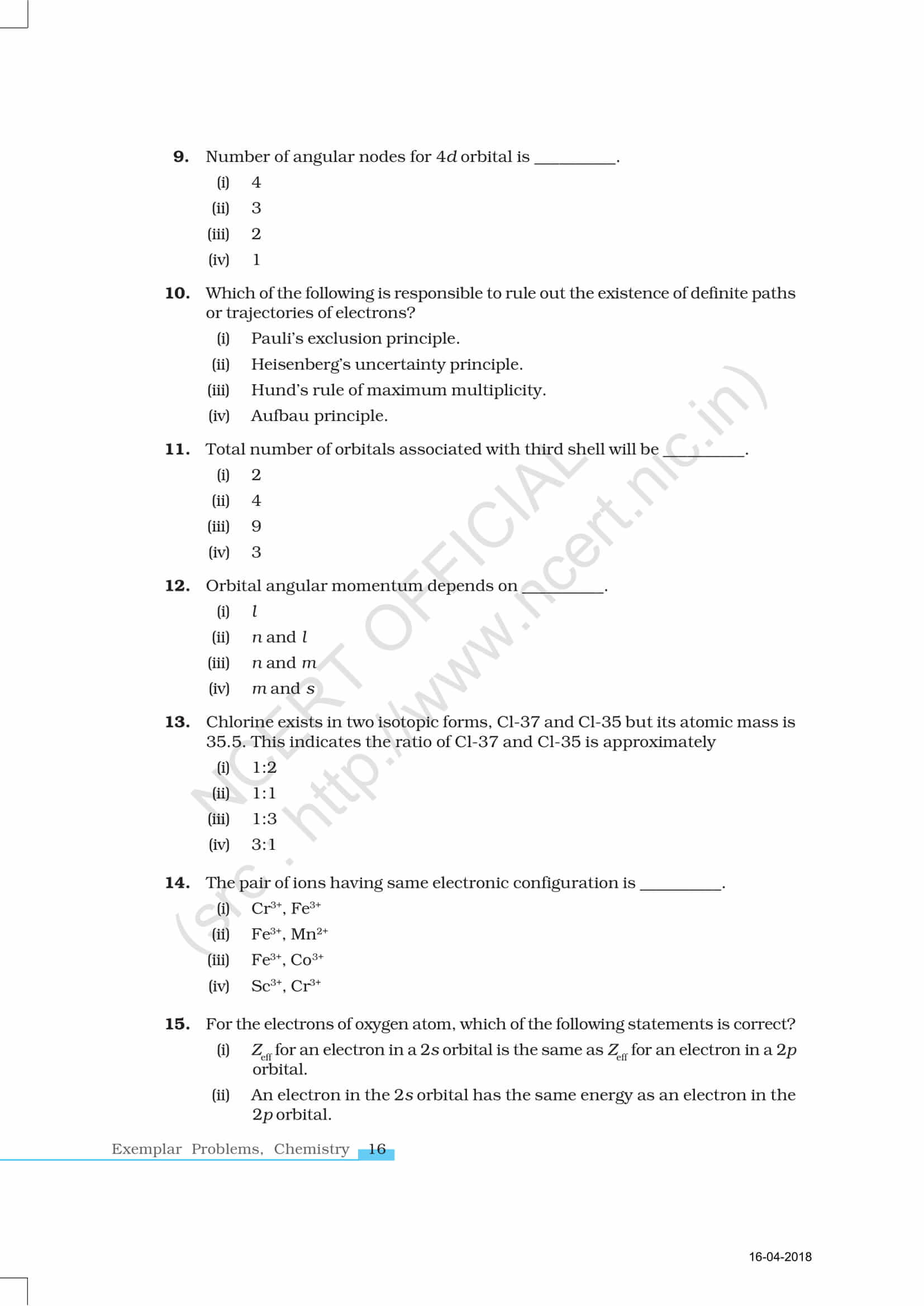 NCERT Exemplar Class 11 Chemistry Solutions Chapter 2 - Download Free PDF