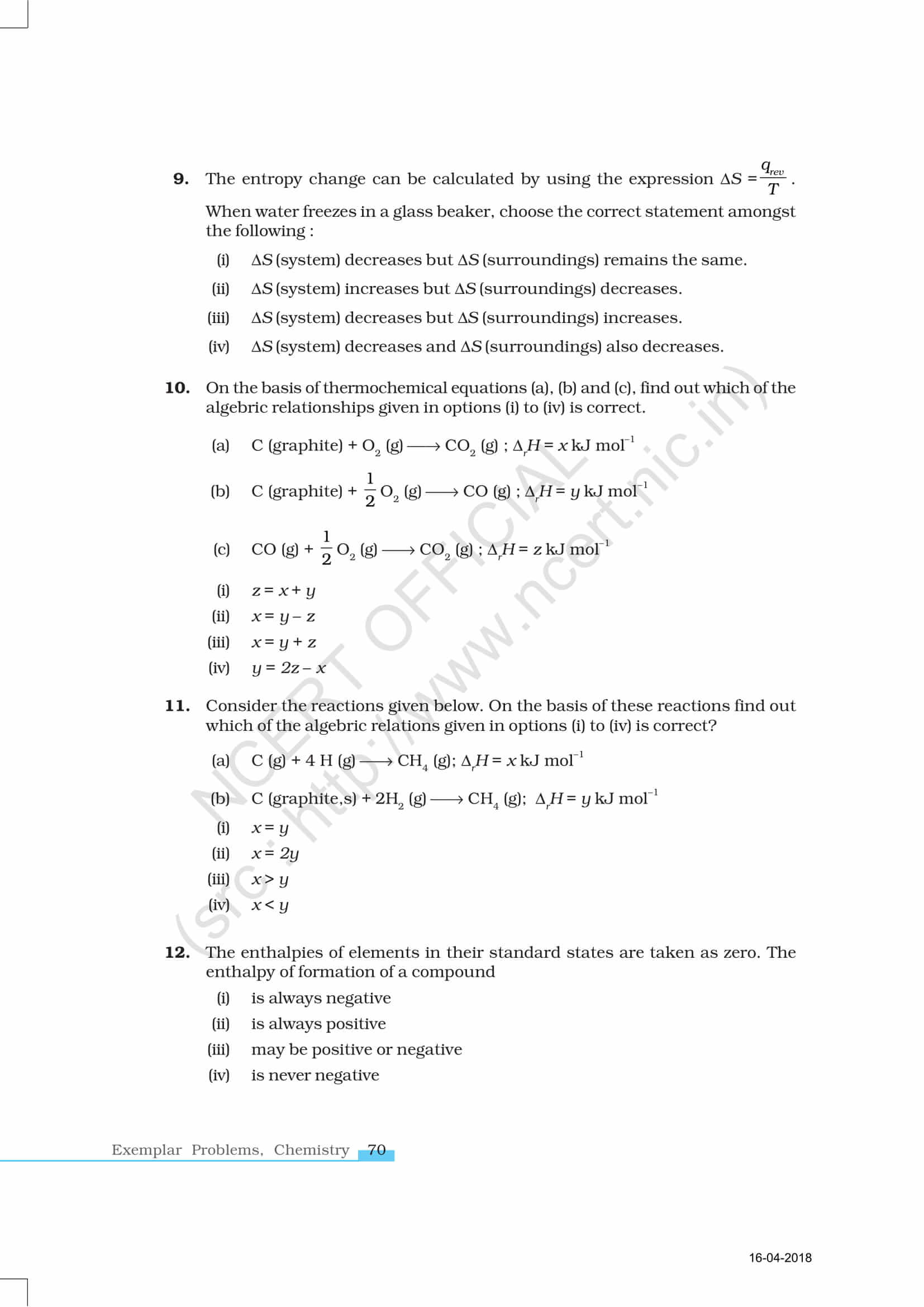 NCERT Exemplar Class 11 Chemistry Solutions Chapter 6 - Get Free PDF Here