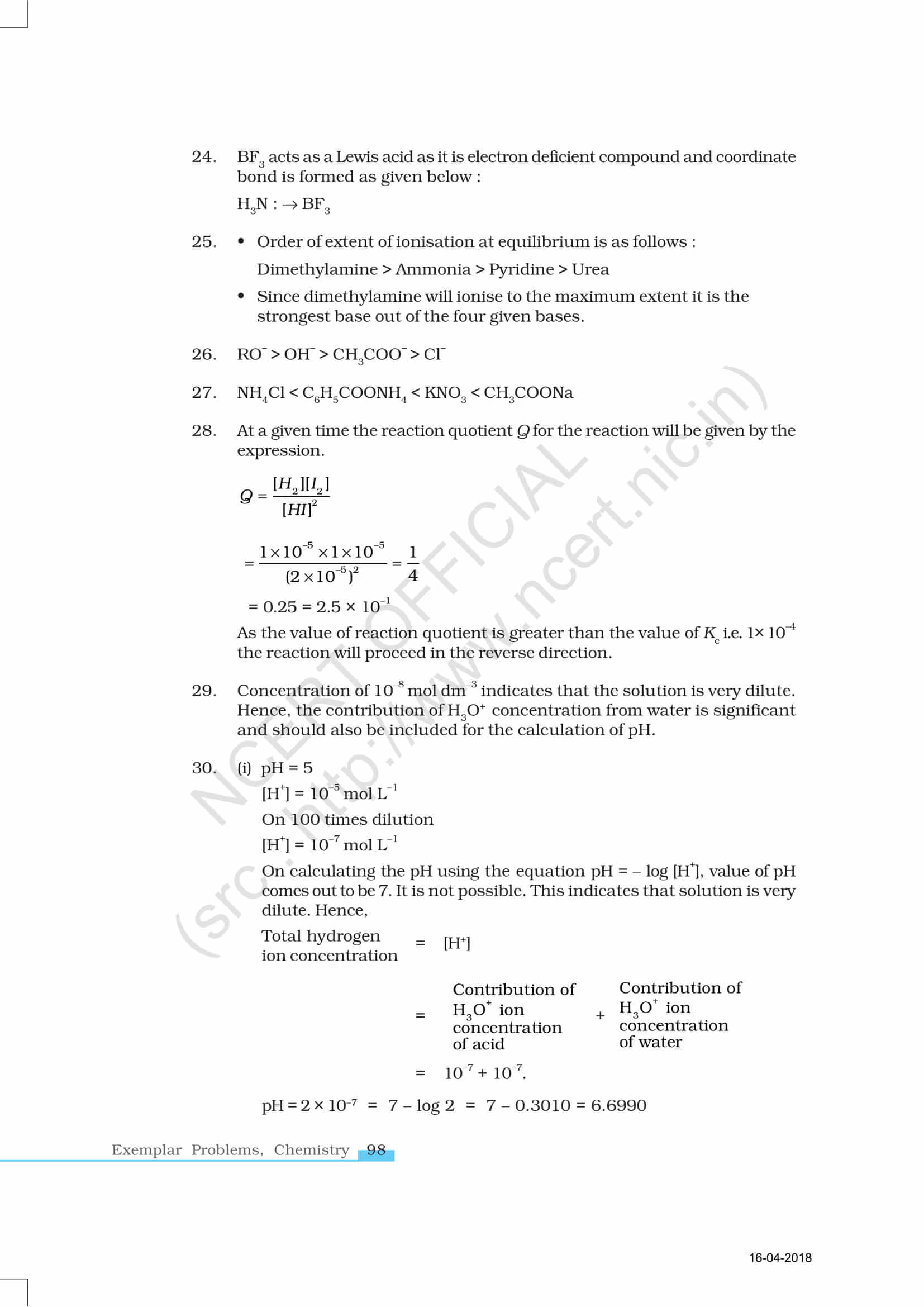 NCERT Exemplar Class 11 Chemistry Solutions Chapter 7 - Download Free PDF