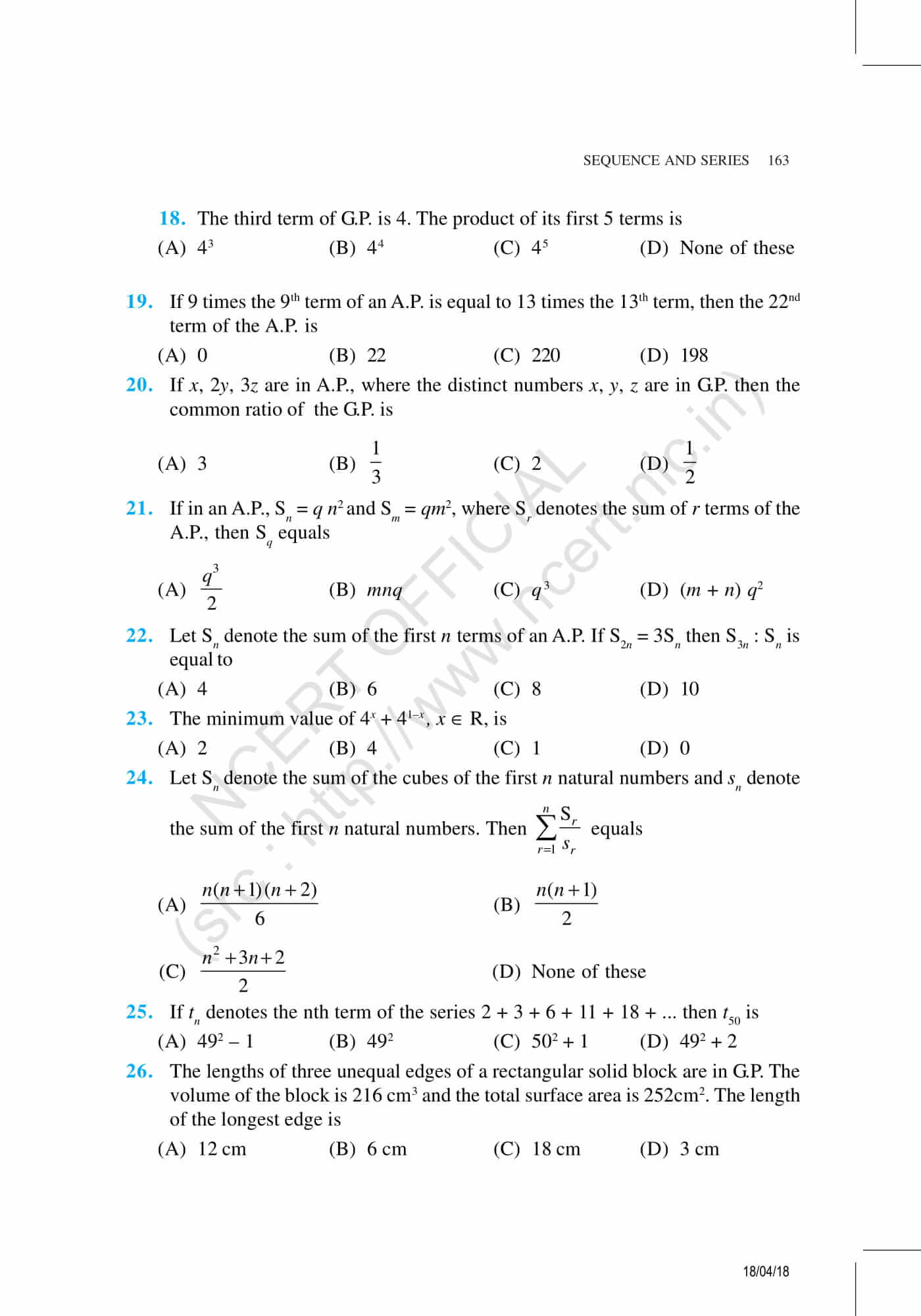 NCERT Exemplar Class 11 Maths Chapter 9 | Free PDF ...