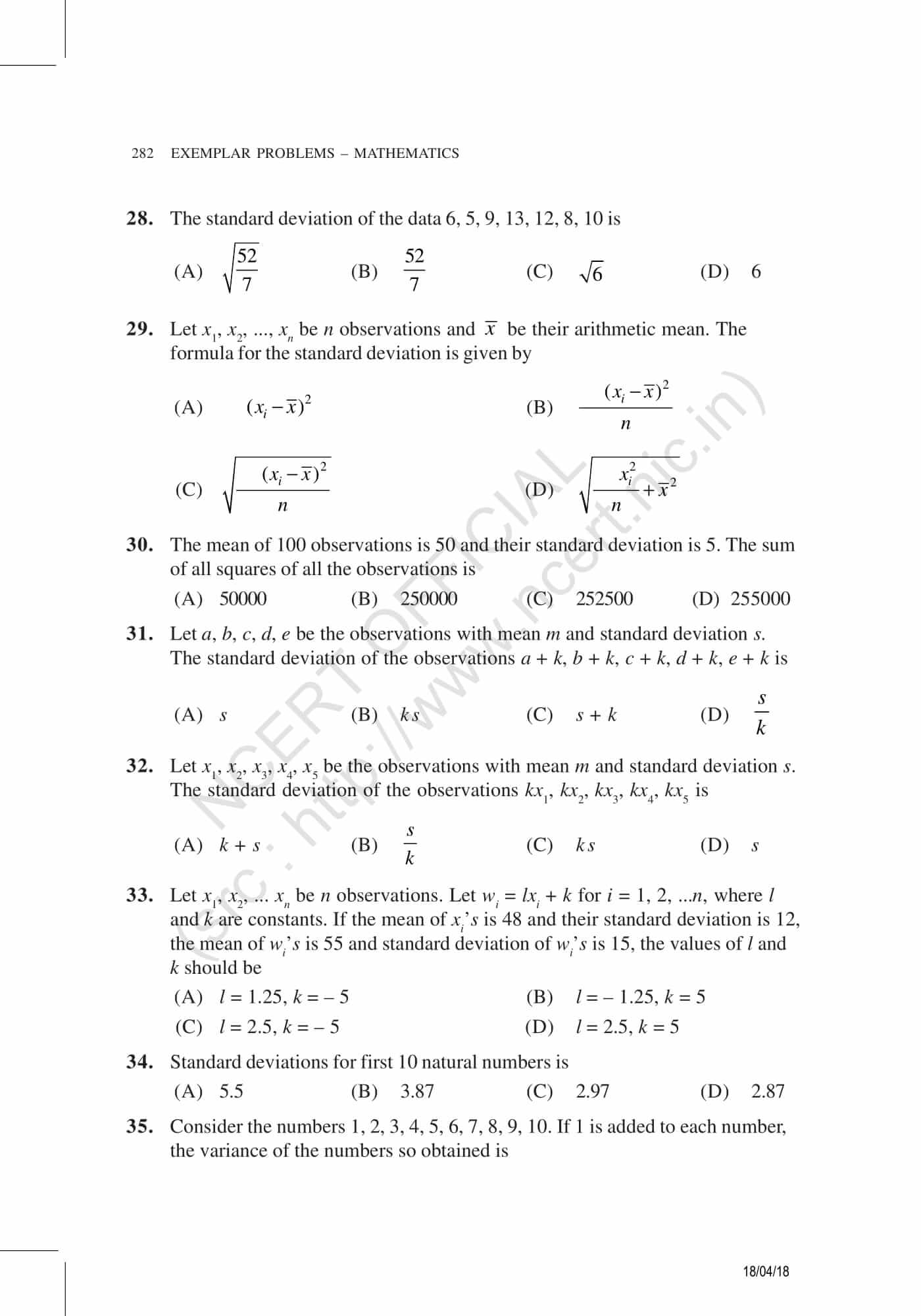 NCERT Exemplar Class 11 Maths Solutions Chapter 15 | PDF is available here