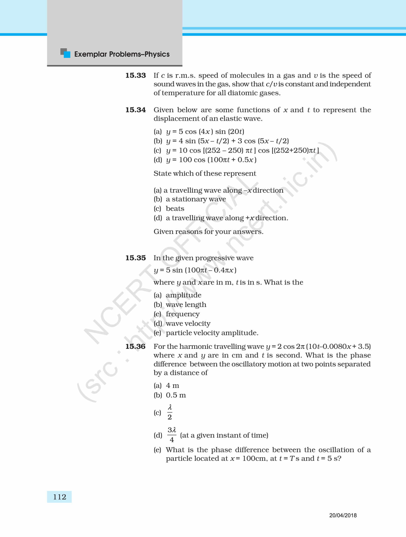 Ncert Exemplar Class 11 Physics Solutions Chapter 15 Check Out The Pdf Here 8281