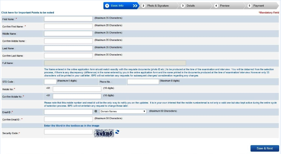 IBPS PO Application Form, IBPS PO new registration page