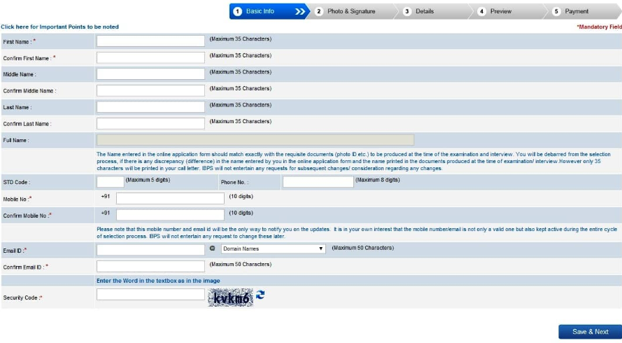 IBPS Registration Form