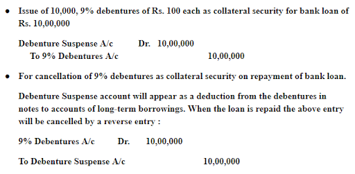 Issue of Debentures as a Collateral Security