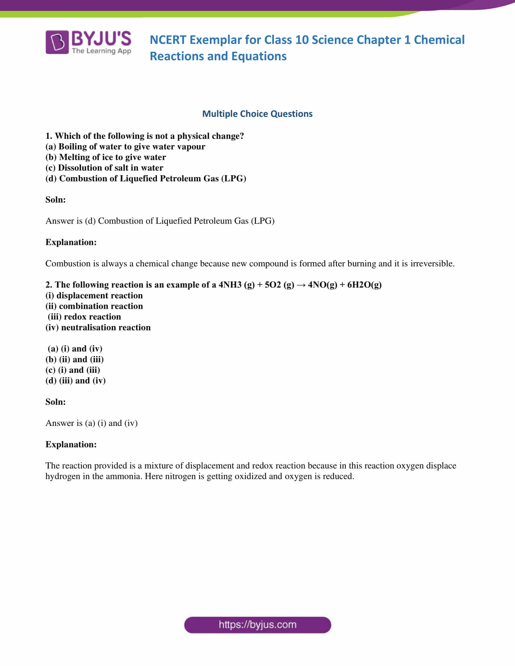 Ncert Exemplar Class 10 Science Solutions Chapter 1 Download Free Pdf