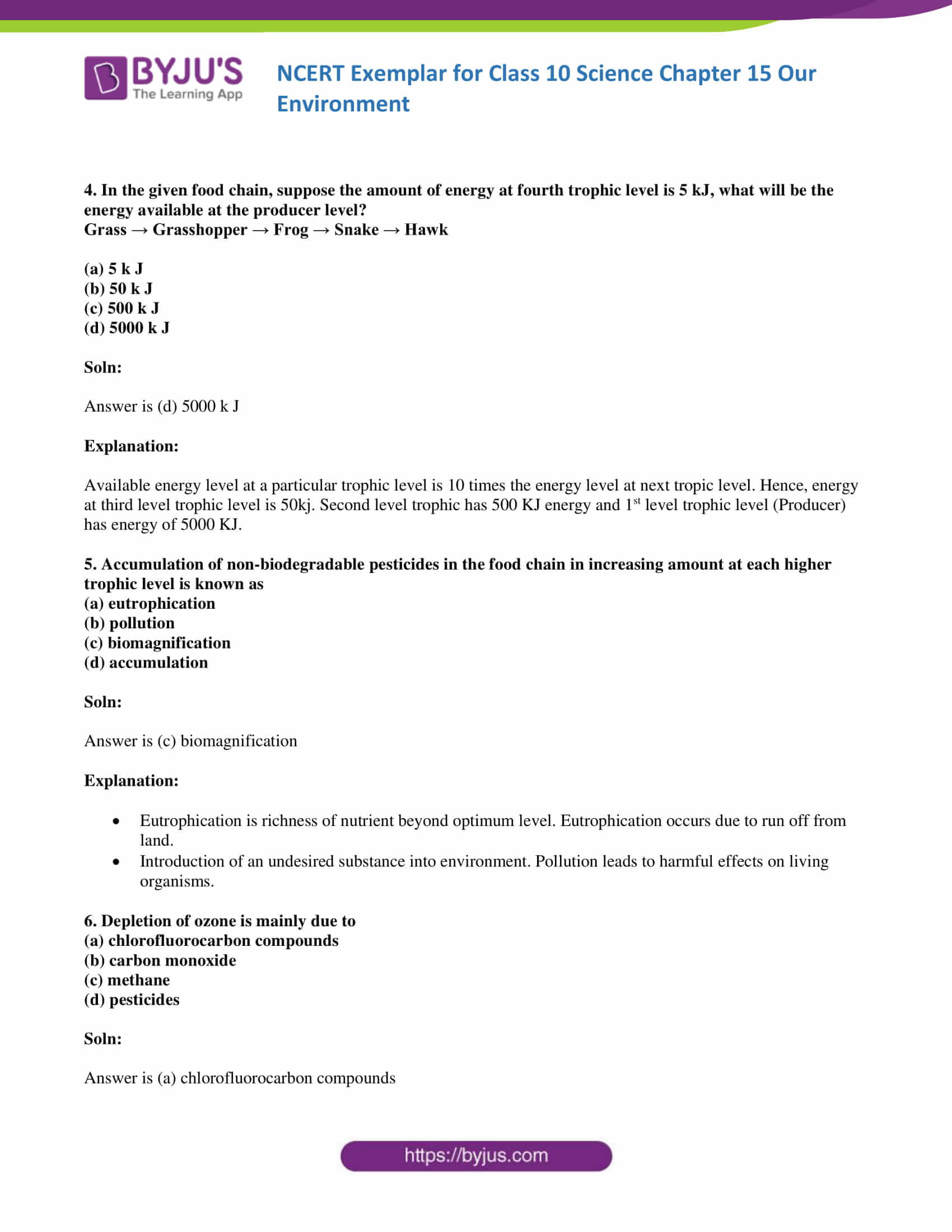 NCERT Exemplar solution class 10 Science Chapter 15 part 02