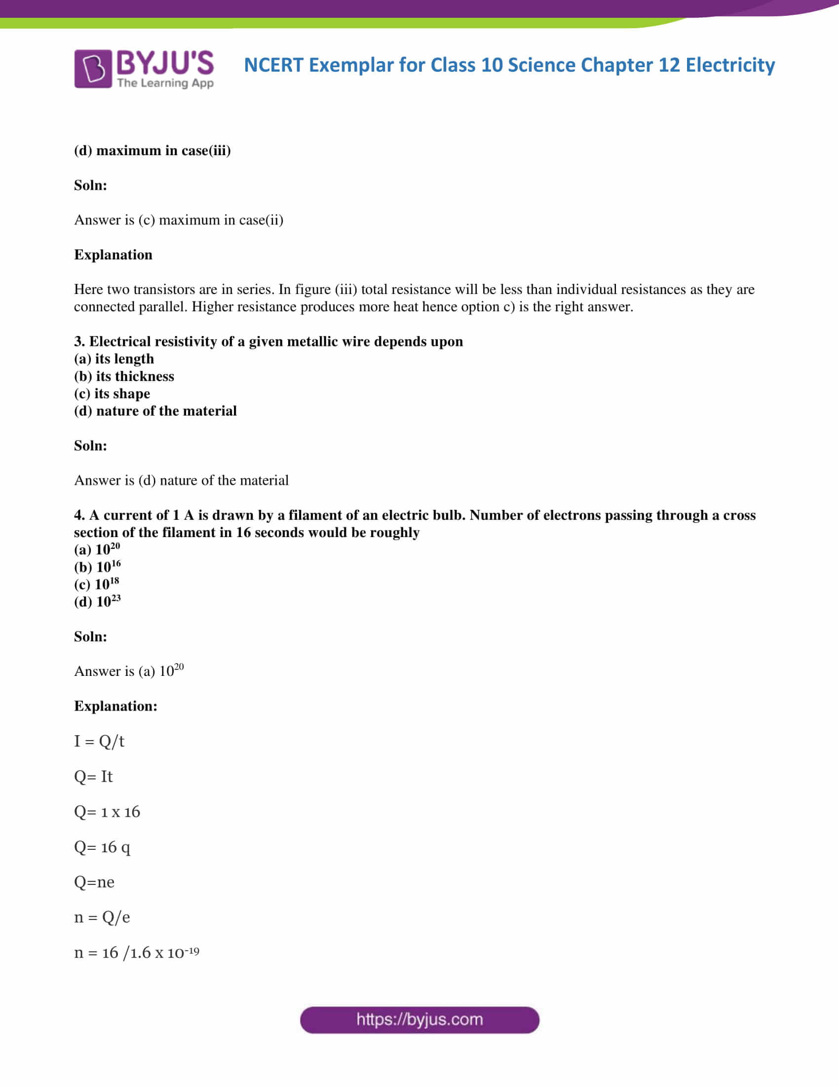 NCERT Exemplar solutions class 10 science Chapter 12 part 02