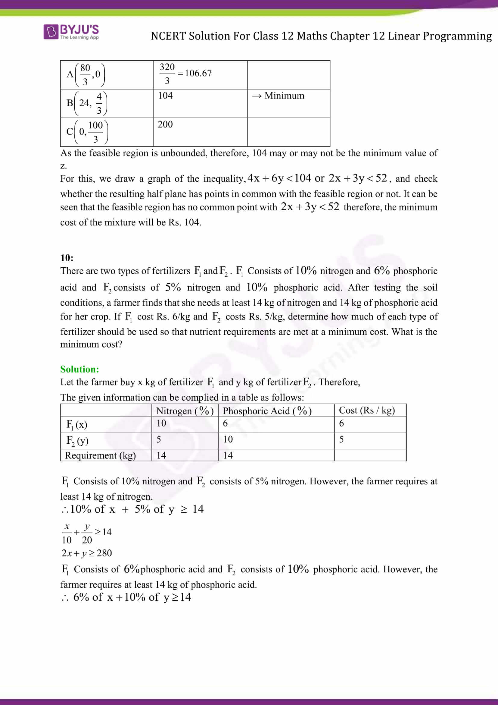NCERT Solutions for Class 12 Maths Exercise 12.2 Chapter 12- linear ...