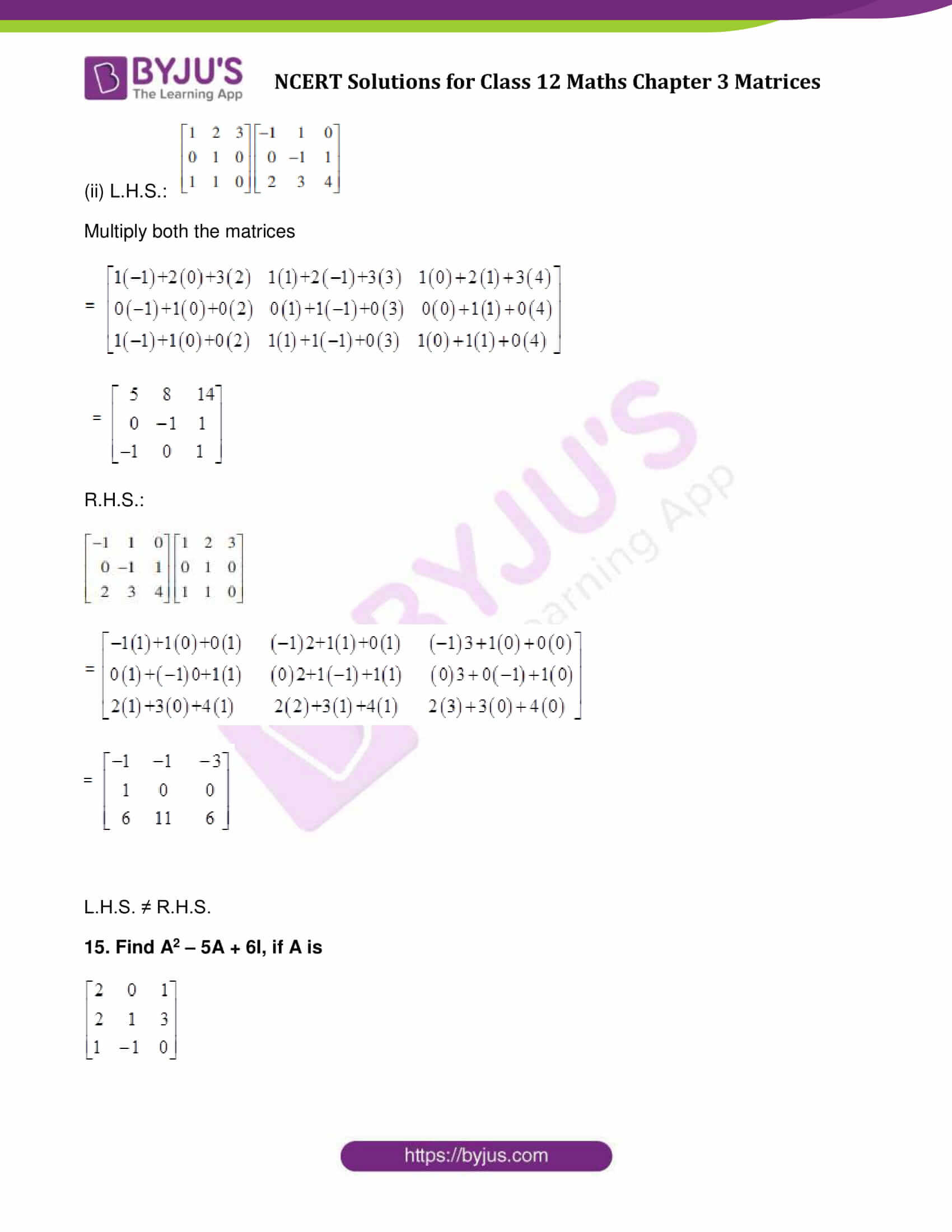 multiplication pdf matrix questions answers and 3 Solutions Chapter NCERT Maths  12 Free  Matrices Class