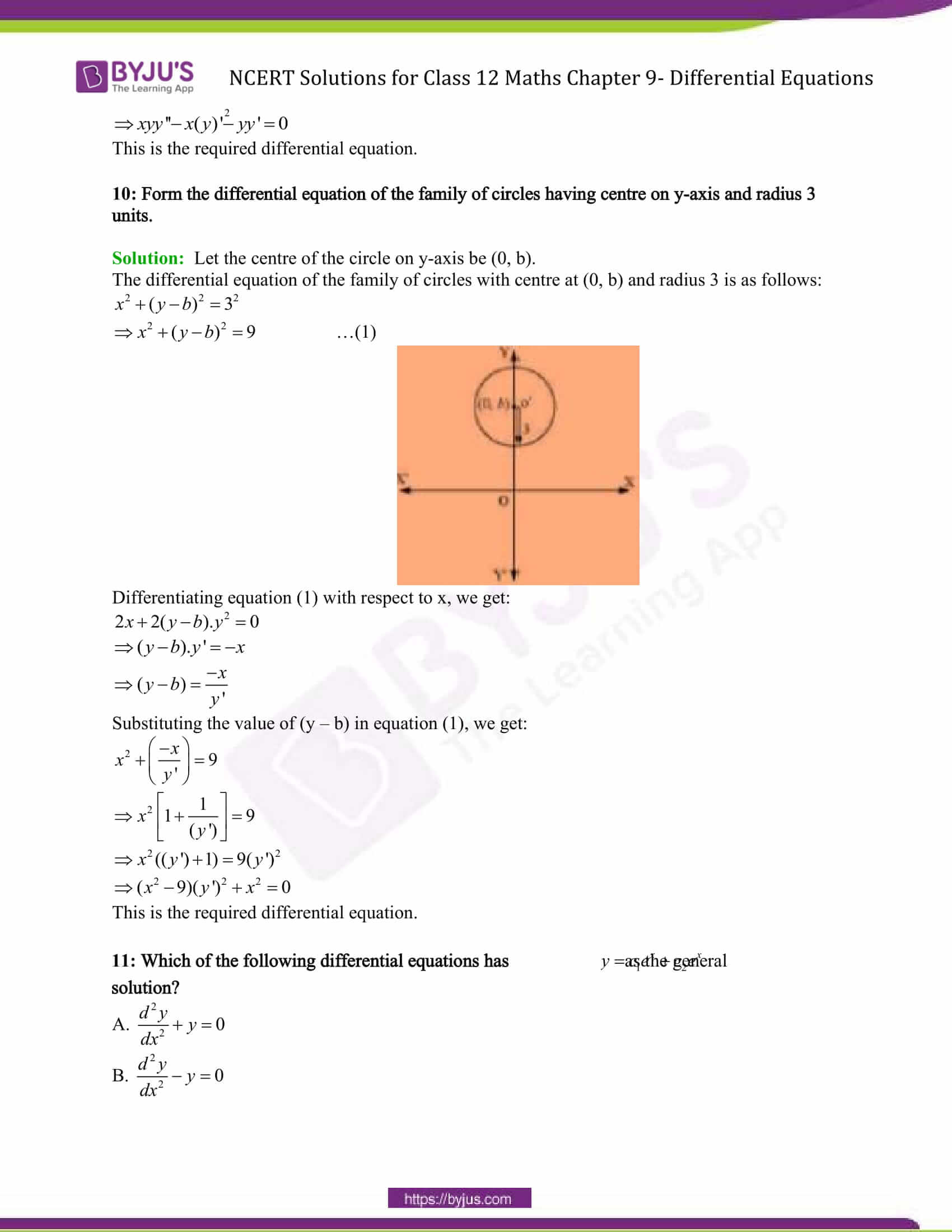 NCERT Solutions Class 12 Maths Chapter 9 Differential Equations