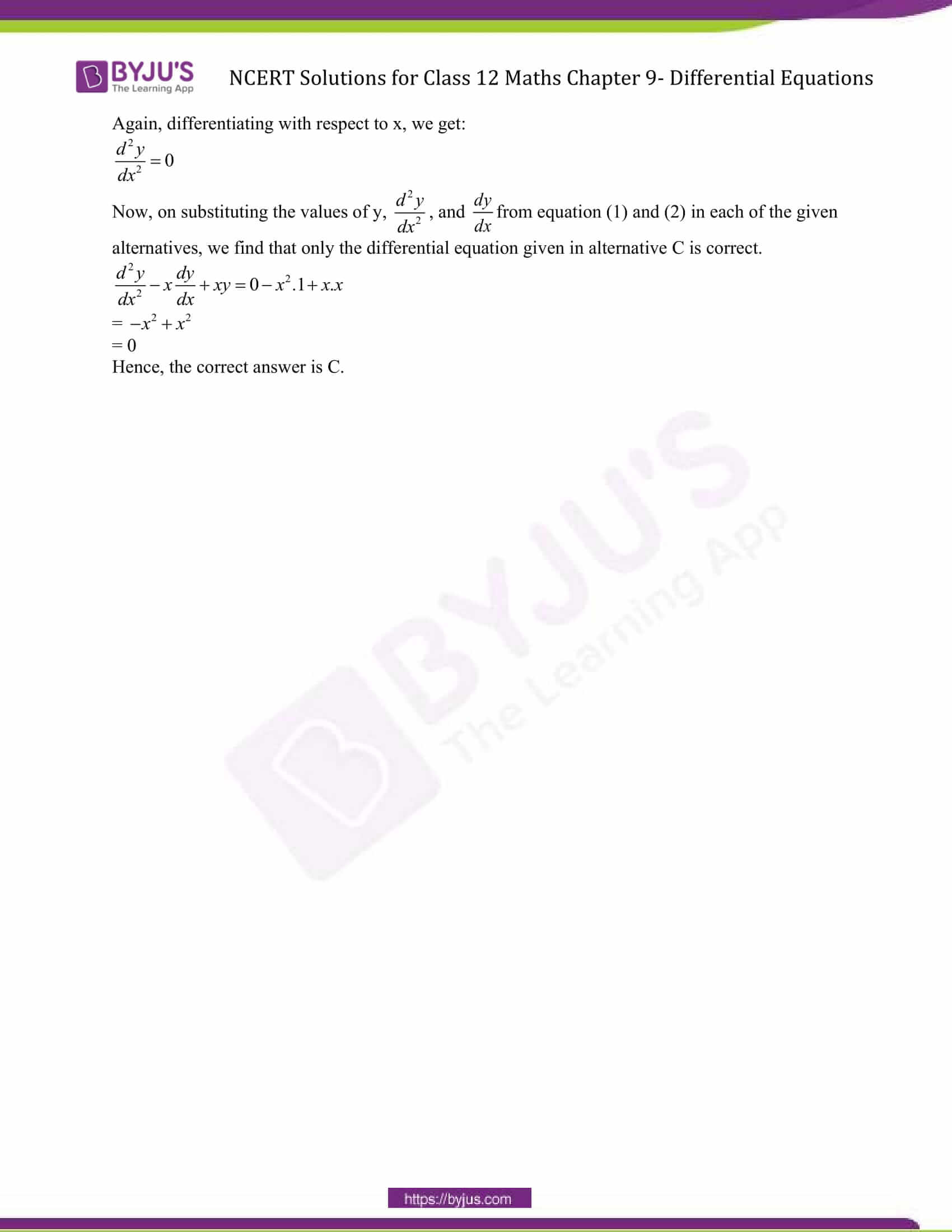 NCERT Solutions Class 12 Maths Chapter 9 Differential Equations