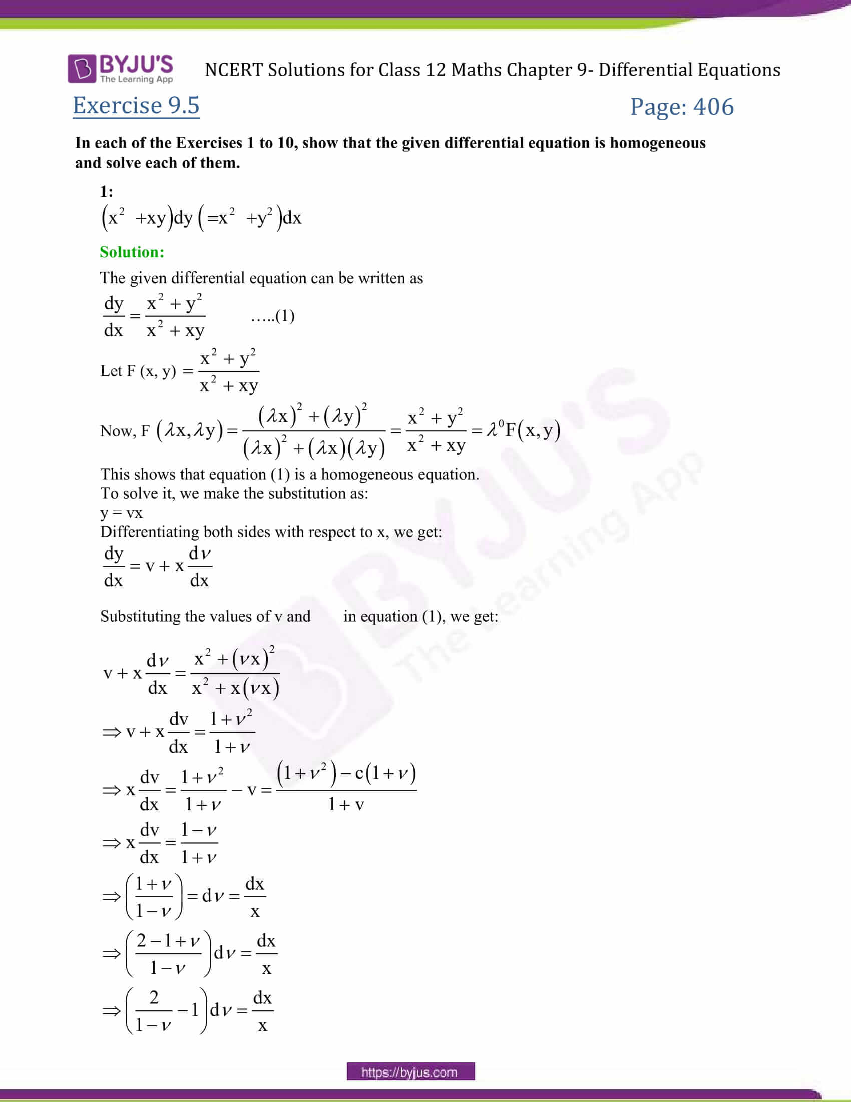 NCERT Solutions Class 12 Maths Chapter 9 Differential Equations
