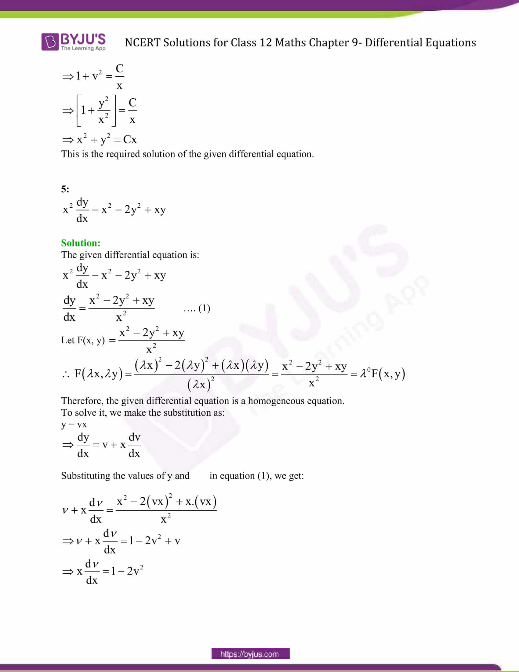 NCERT Solutions Class 12 Maths Chapter 9 Differential Equations