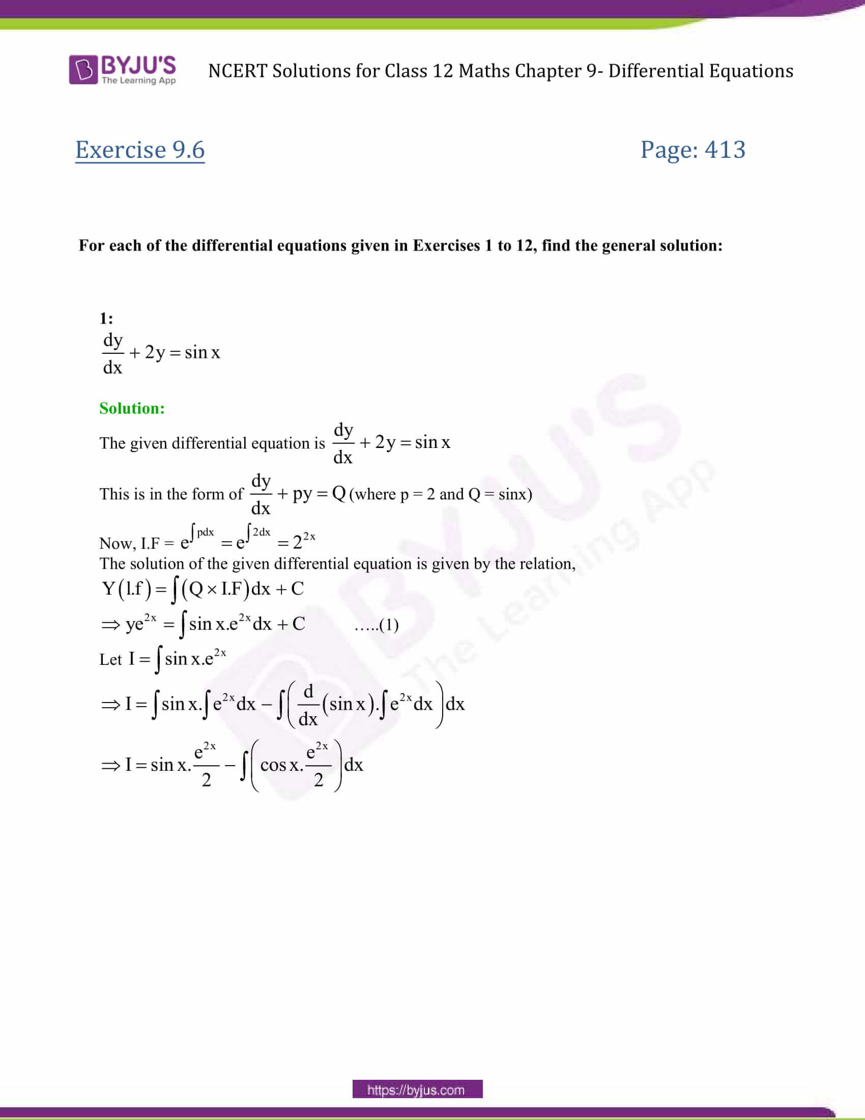 NCERT Solutions Class 12 Maths Chapter 9 Differential Equations